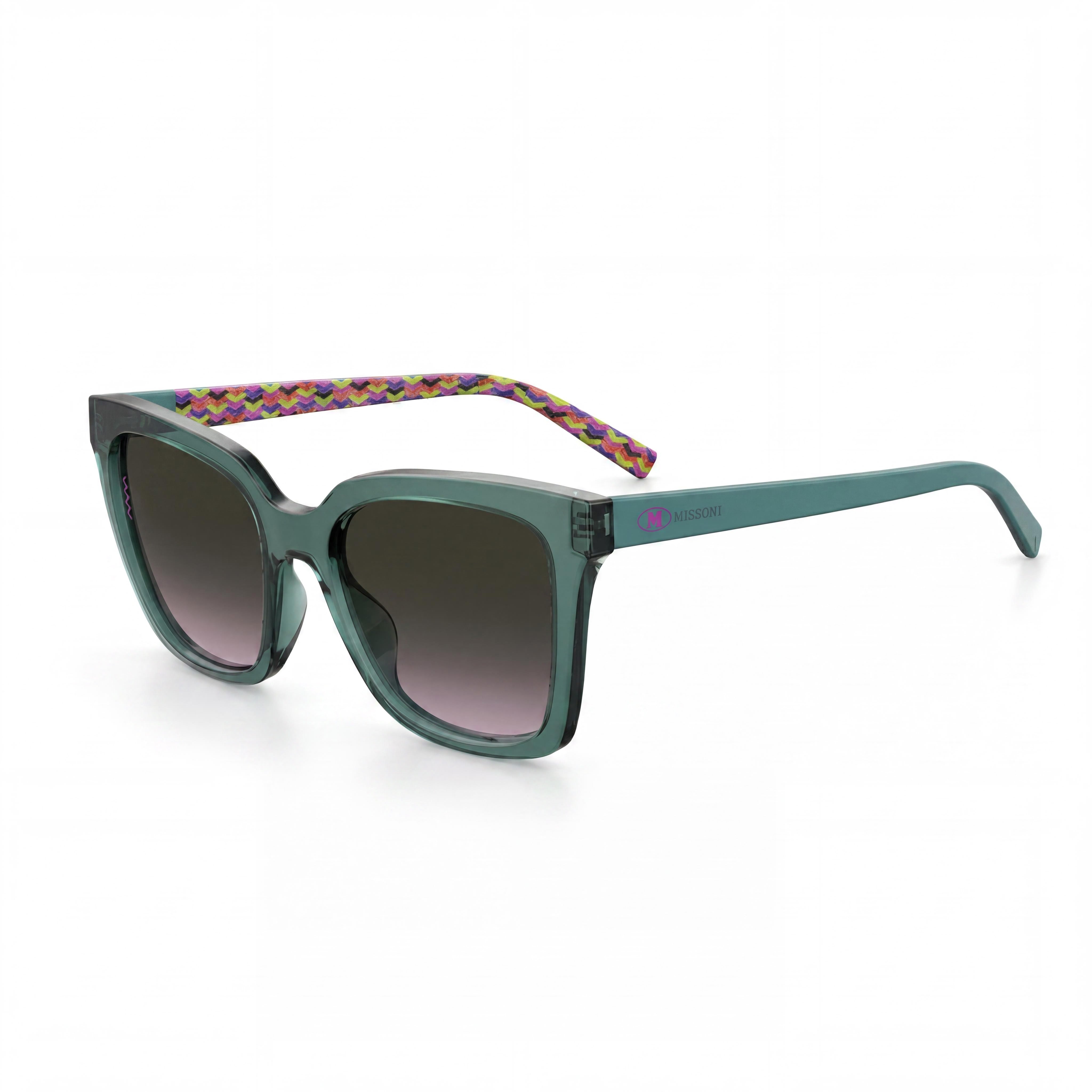 Missoni Women's Square Sunglasses, Verde Azulado Acetate Frame, Teal Polycarbonate Lenses, 53-19-140, Photo 1