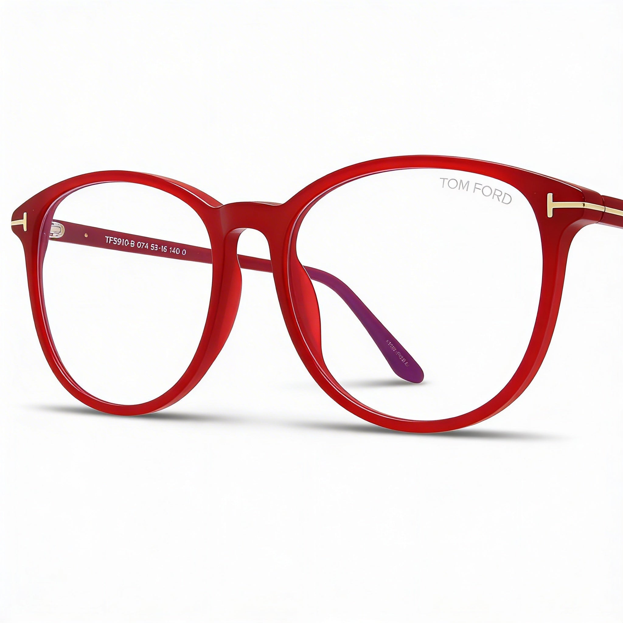 Gafas Tom Ford Modern para mujer, de plástico pantografiado rojo perlado brillante y bloqueador de luz azul, 53-16-140, Photo 1
