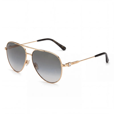 JIMMY CHOO Olly/S Women's Stainless Steel Black Gold Frame Dark Grey Lenses 100% UV Protection Sunglasses 60mm
