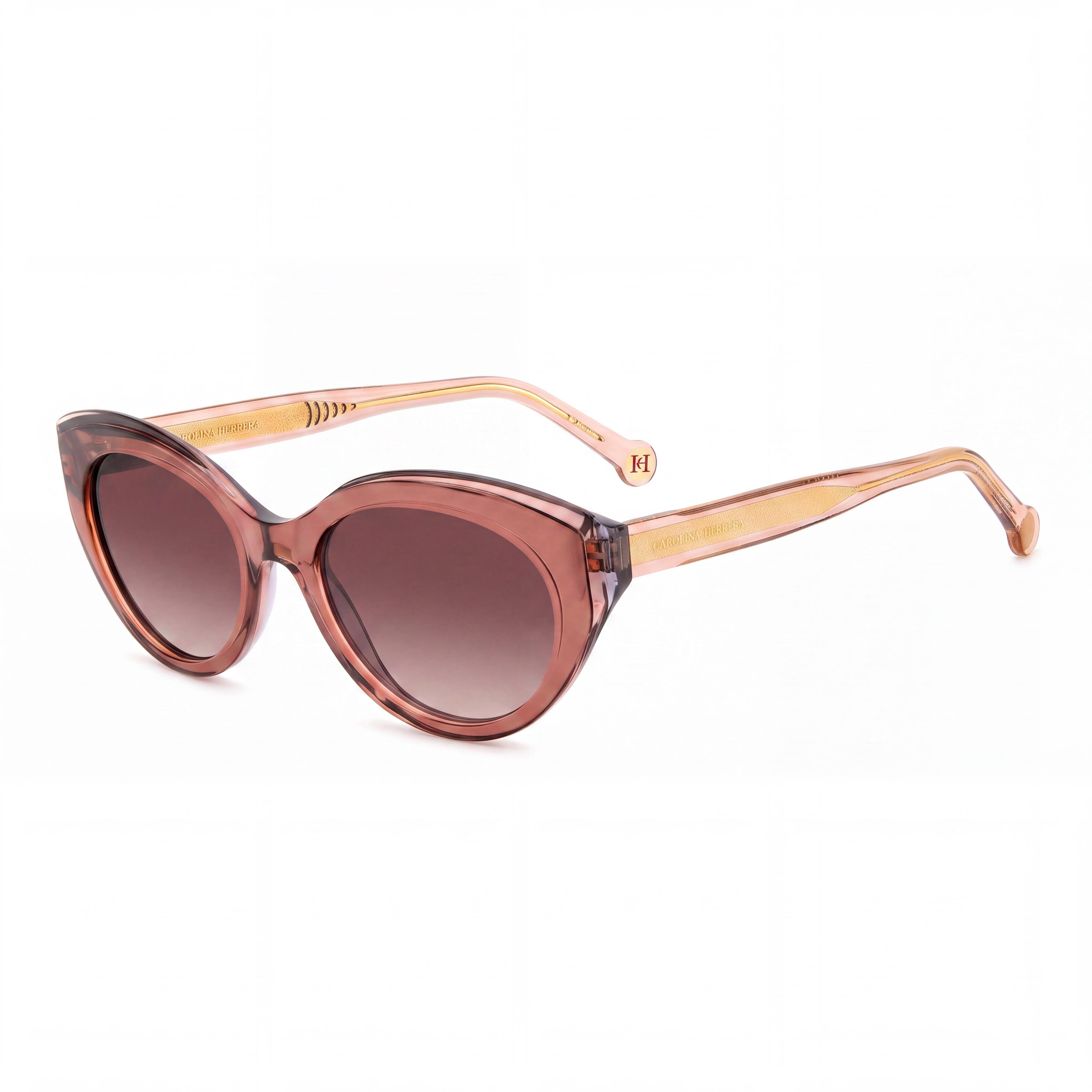 Carolina Herrera Casual Women's Light Brown Acetate Sunglasses, BROWN SHADED, UV Protection, 52mm, Photo 1