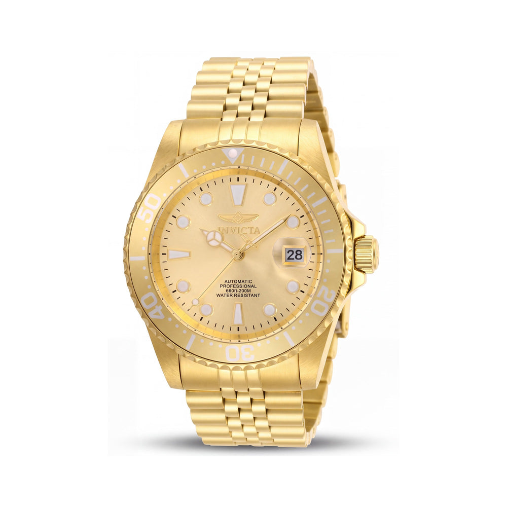 Invicta 30096 Men's Gold-Tone Stainless Steel Automatic Diver Watch with Champagne Dial, 42mm, 200m Water Resistant