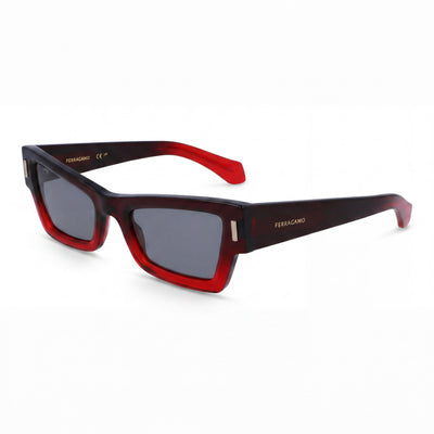 Gafas de sol unisex Salvatore Ferragamo SF2006S de plástico degradado, transparentes, rojas oscuras, con protección UV, no polarizadas, 53 mm