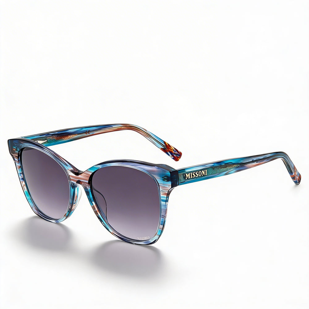 Missoni Women's Square Acetate Sunglasses Black Horn Frame Dark Grey Lenses 54mm Lens Width
