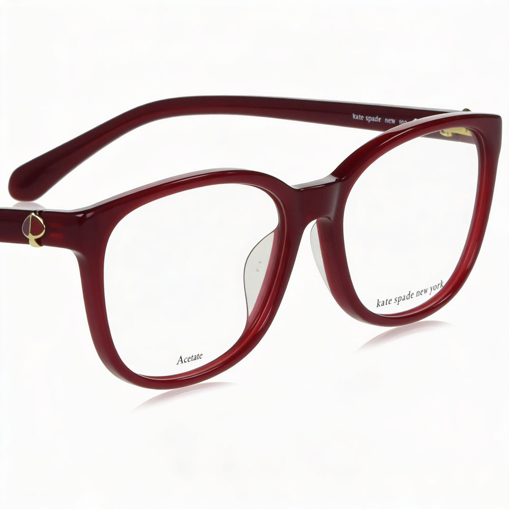 Gafas de moda Kate Spade New York para mujer, montura asiática, montura completa, acetato, cuadradas, color burdeos, 52 mm
