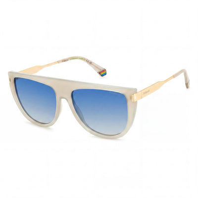 Polaroid PLD 6221/S/X Women's Beige Eco Polycarbonate Blue Shaded Polarized 100% UV Sunglasses 57mm