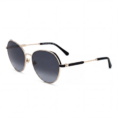Kate Spade New York Octavia Women's Stainless Steel Round Sunglasses 59mm Dorado Black Grey Sombreado Frame Dark Grey Shaded Lenses