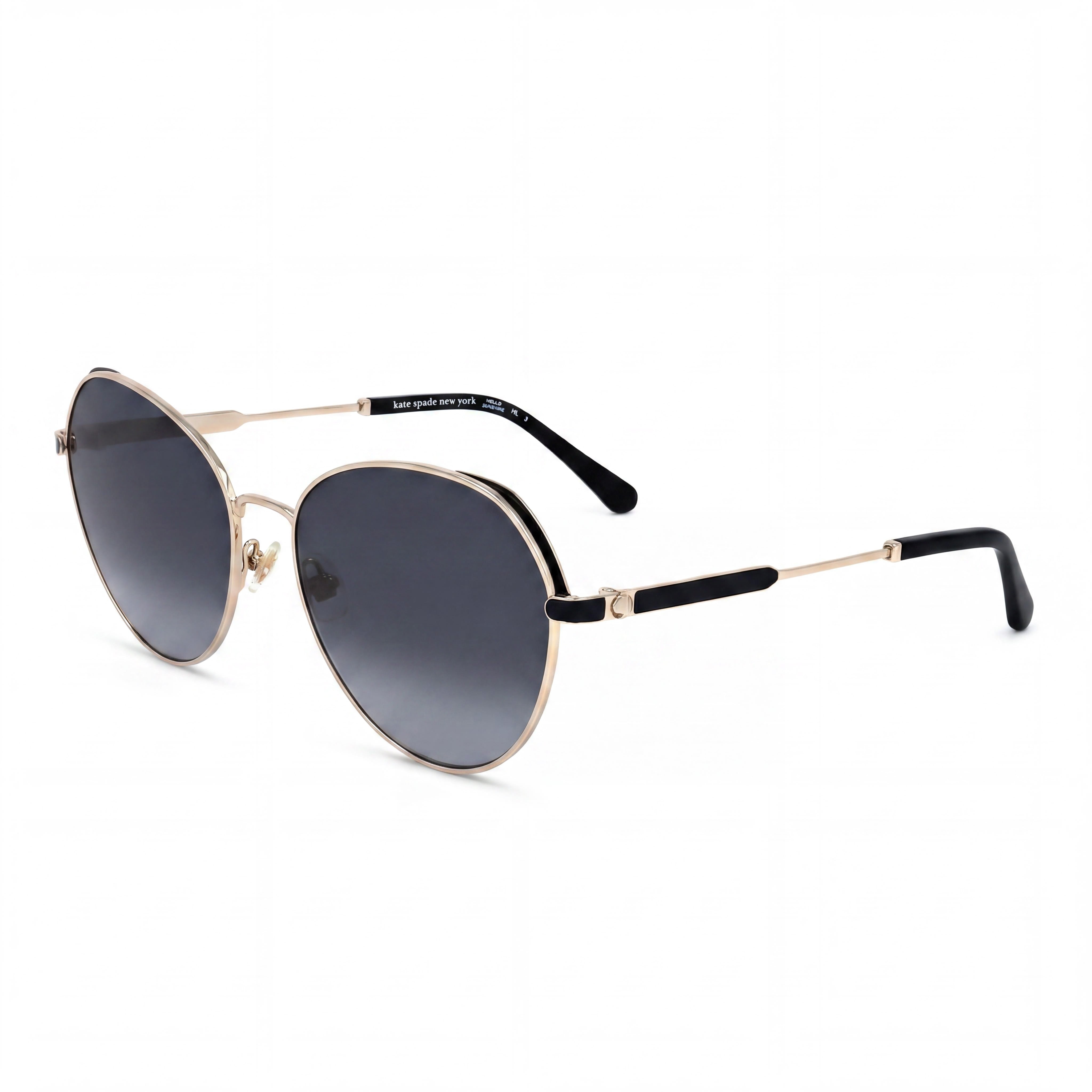 Gafas de sol Kate Spade New York Octavia redondas de acero inoxidable para mujer, 59 mm, montura dorado, negro y gris, lentes sombreados en gris oscuro, Photo 1