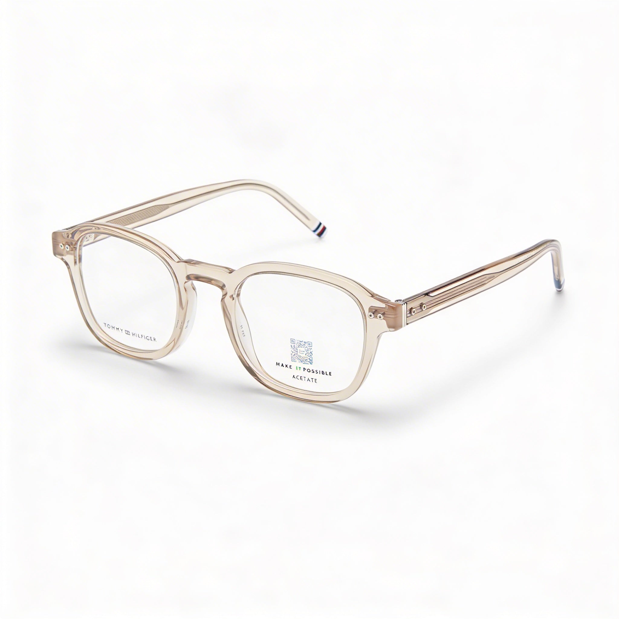 Tommy Hilfiger Men's Modern ECO ACETATE Frame Beige Sunglasses with Beige Polycarbonate Lenses 48mm, Photo 1