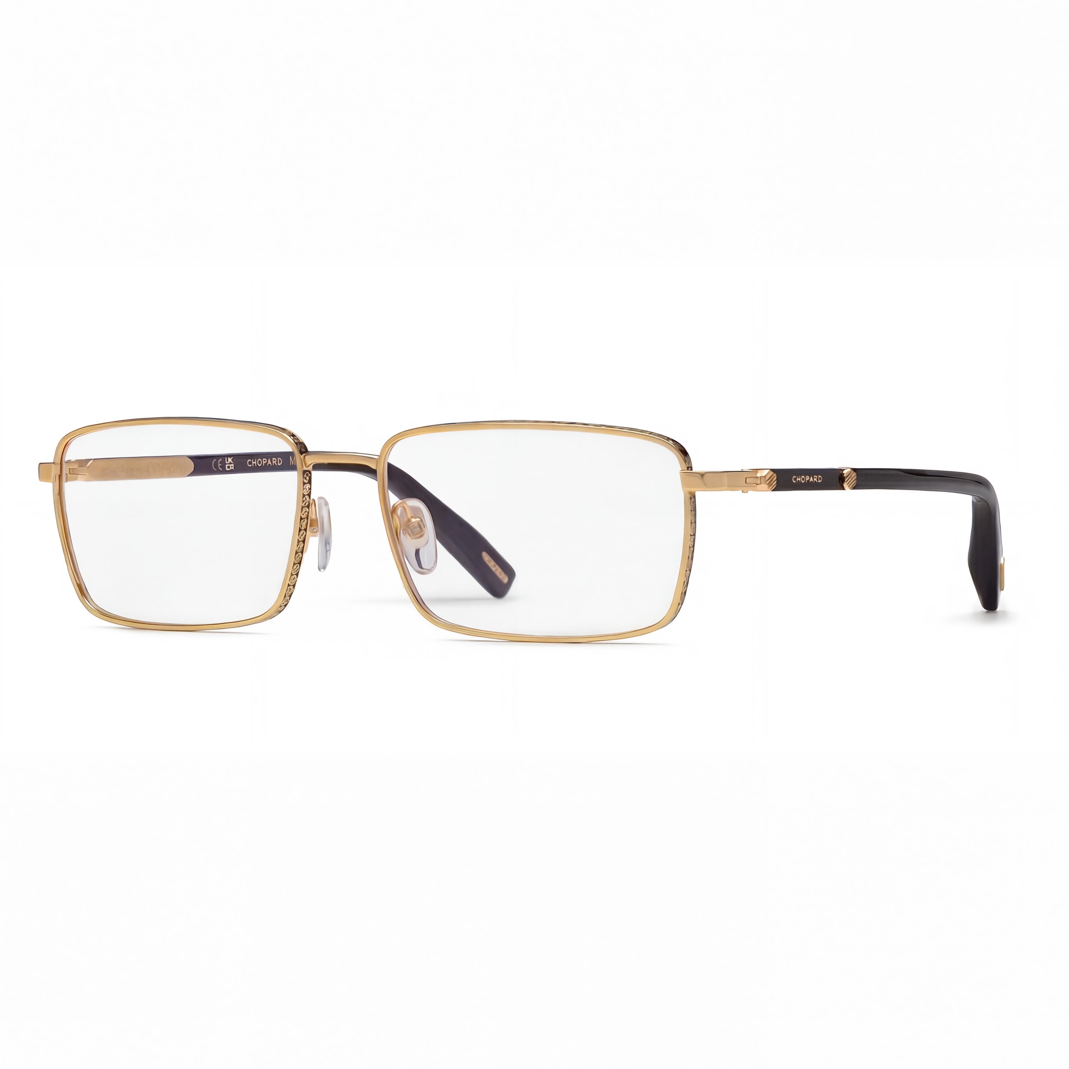 Chopard VCHL48 Men's Modern Metal Eyeglasses Glossy Black With Coloured Parts 56-18-145, Photo 1