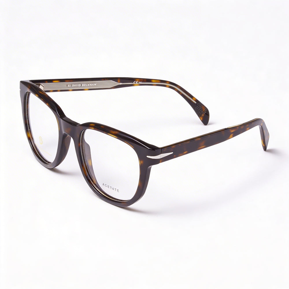 Gafas unisex David Beckham Db 7097 con montura de acetato color carey oscuro y lentes de policarbonato color habana de 50 mm de ancho.