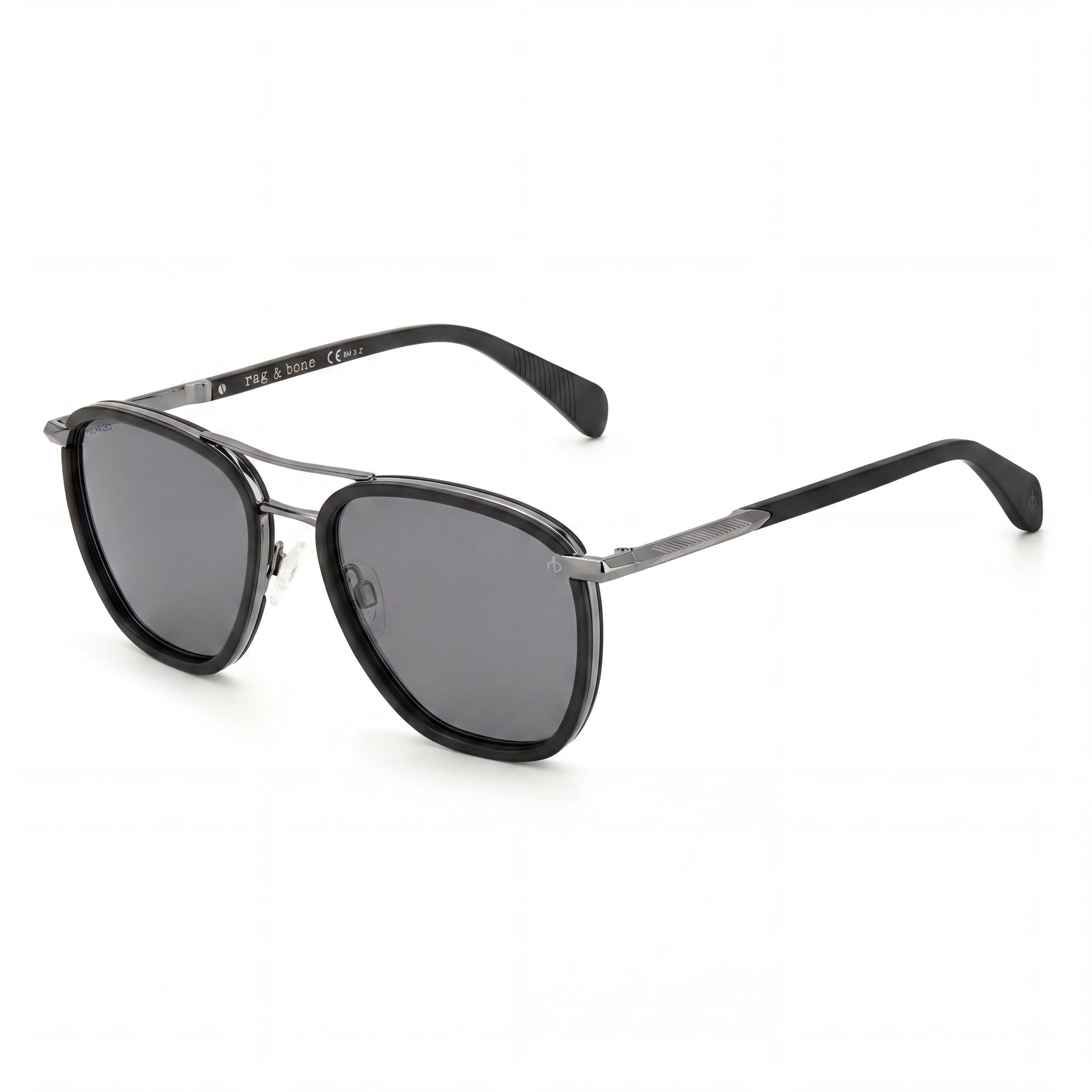 rag & bone Classic Men's Polarized Metal Sunglasses Black Grey 54mm, Photo 1