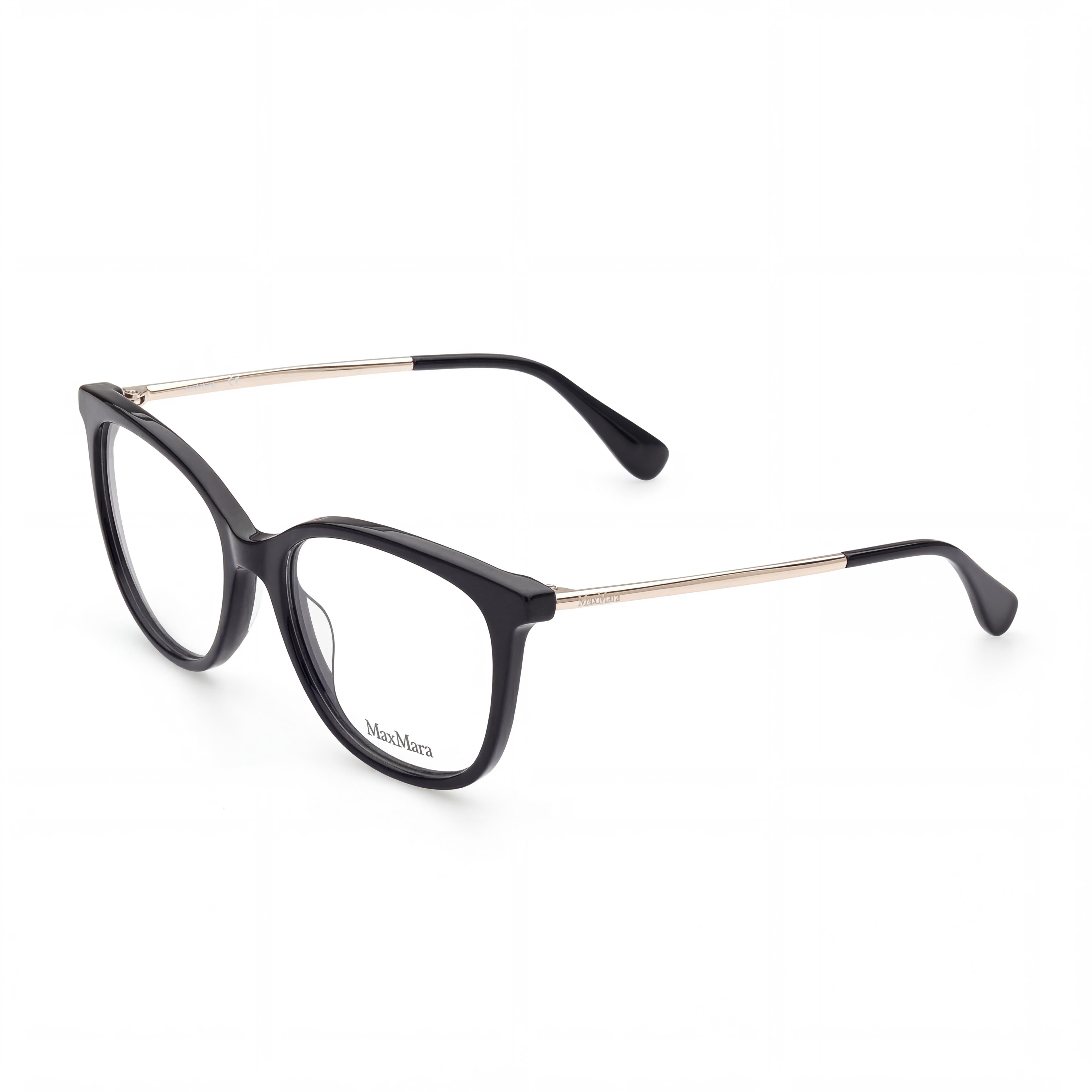 Monturas de gafas MaxMara Full circle para mujer de plástico pantografiado negro de montura completa con lentes transparentes 52mm, Photo 1