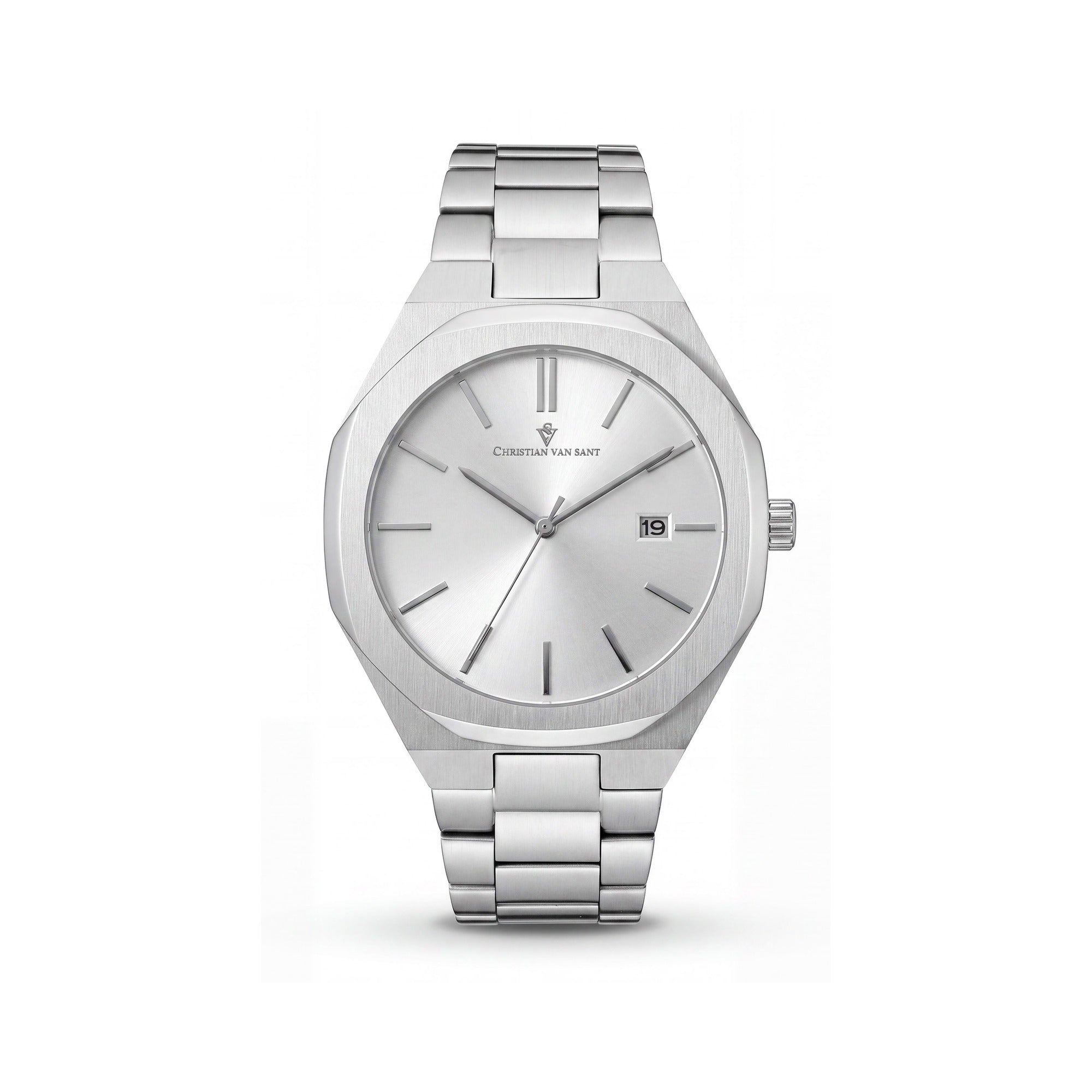 Christian Van Sant CV0521 Men's Quartz Movement Analog Watch in Silver, Featuring Date Display and Water Resistance, Photo 1