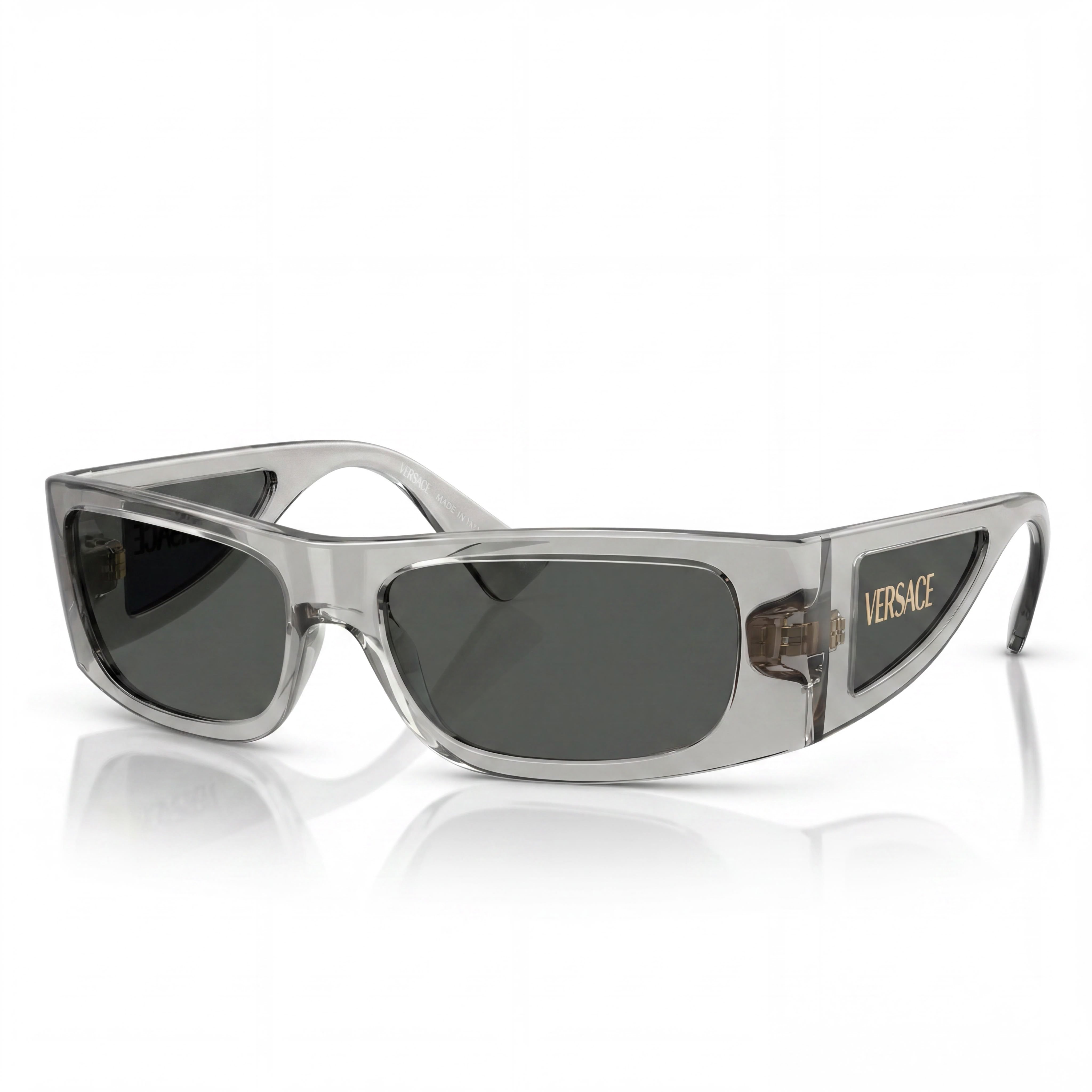 Gafas de sol unisex clásicas Versace equipadas con lentes polarizadas gris oscuro y montura gris oscuro, Photo 1