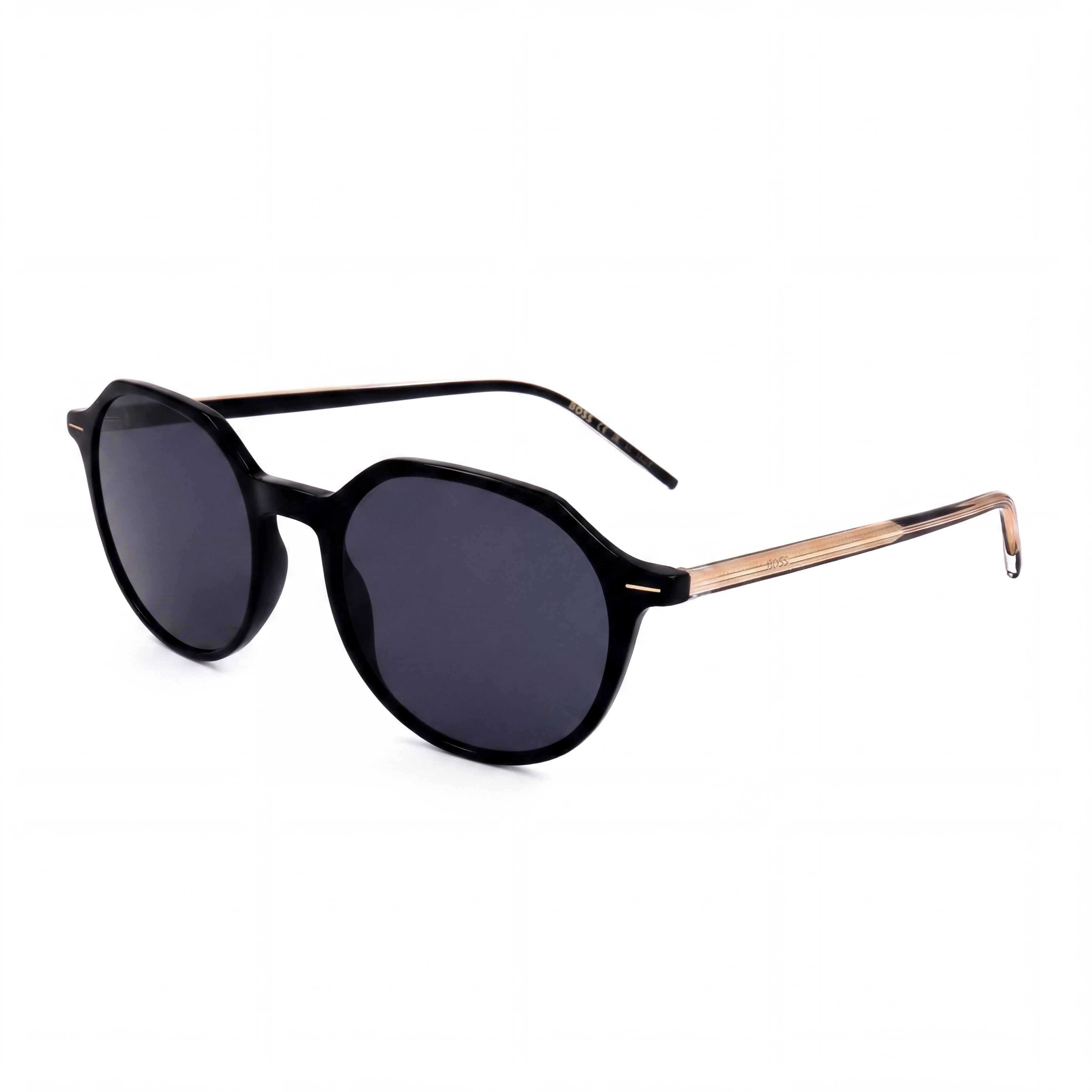 Hugo Boss Light & Minimal Women's Lightweight Acetate Sunglasses, Black Crystal Grey Frame with Grey Lenses, 51mm, Photo 1