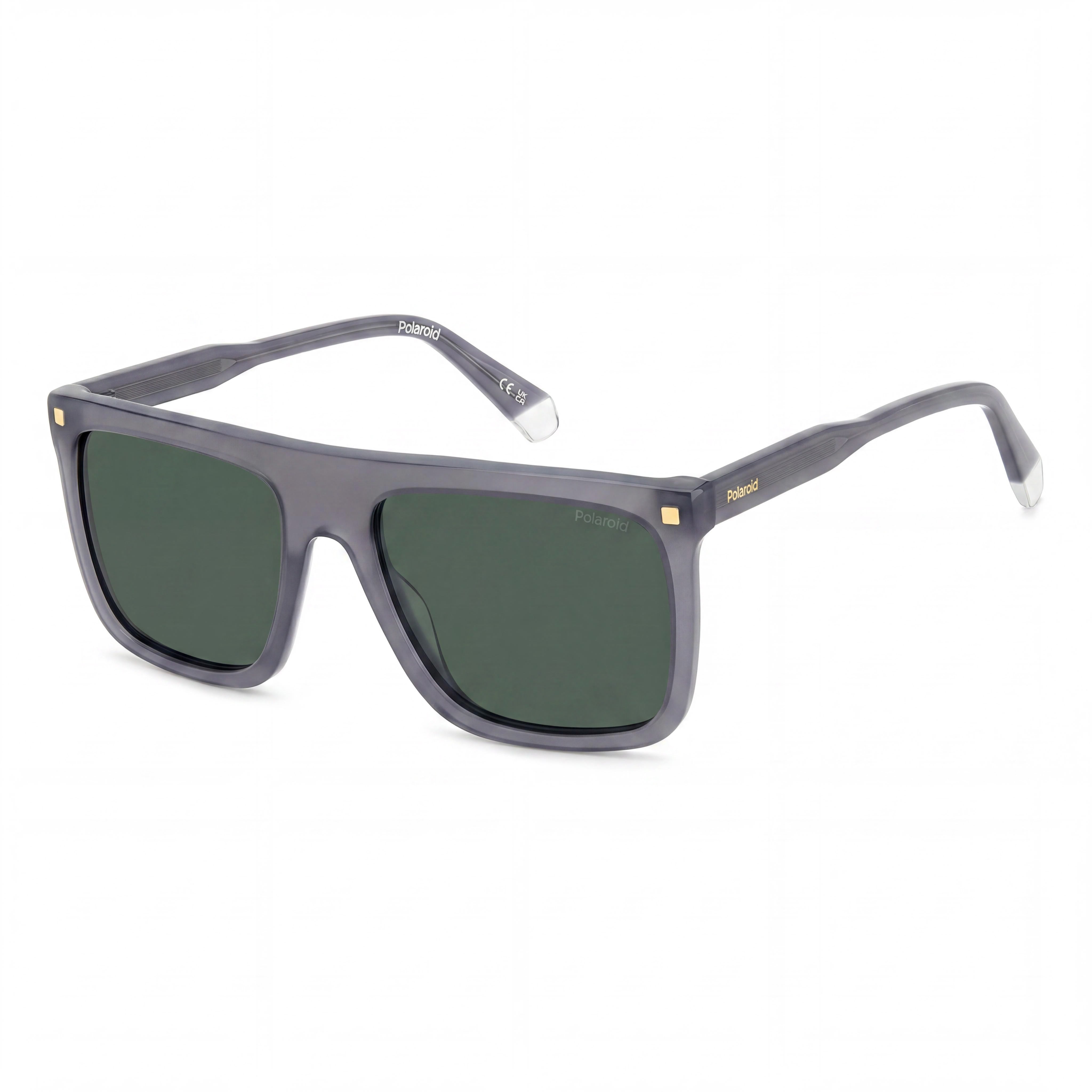 Polaroid Casual Unisex Acetate Polarized 100% UV Sunglasses Grey Frame Green Lenses 56mm, Photo 1