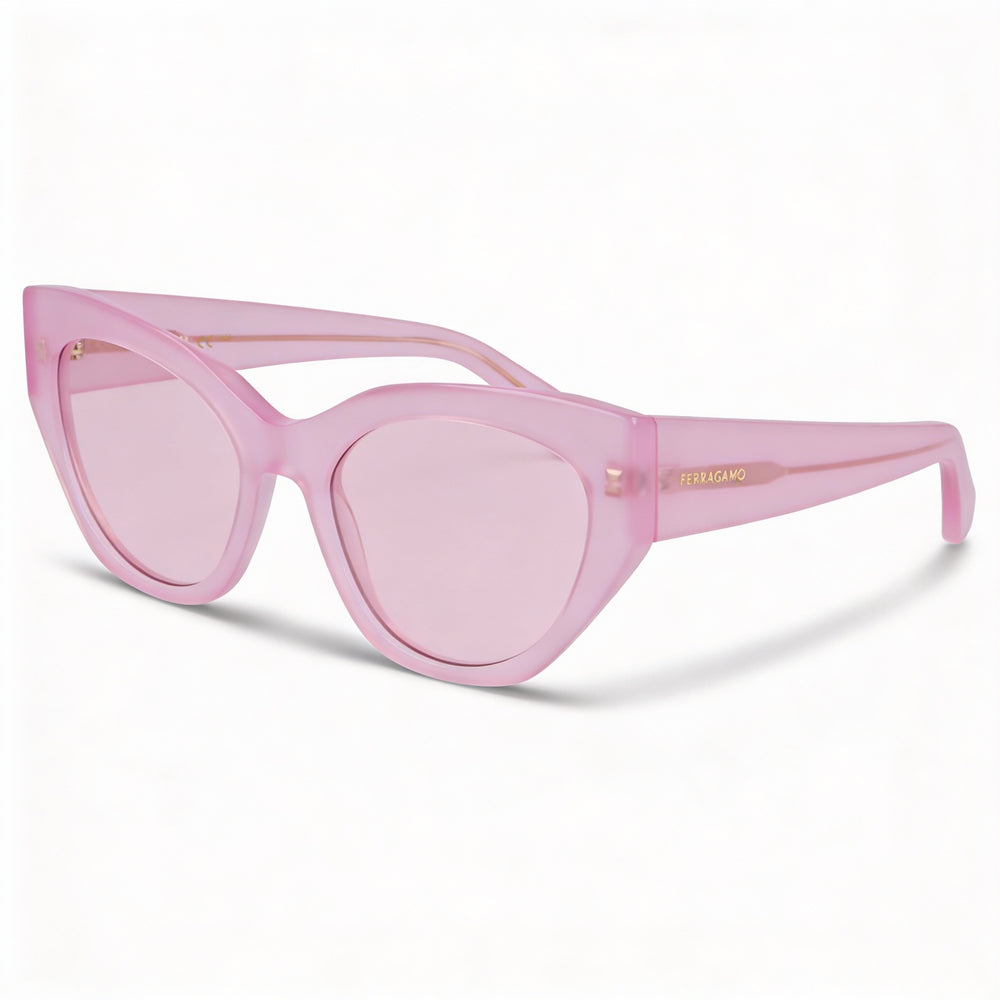 Gafas de sol deportivas unisex Salvatore Ferragamo SF1107S con montura de plástico multicolor y protección UV, lentes rosa opalino, 55 mm