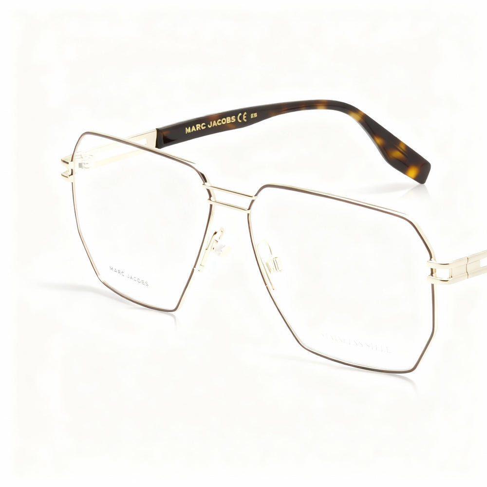 Marc Jacobs Contemporary - Monturas ópticas ligeras de acero inoxidable en marrón dorado para mujer con lentes de policarbonato 7-1-4