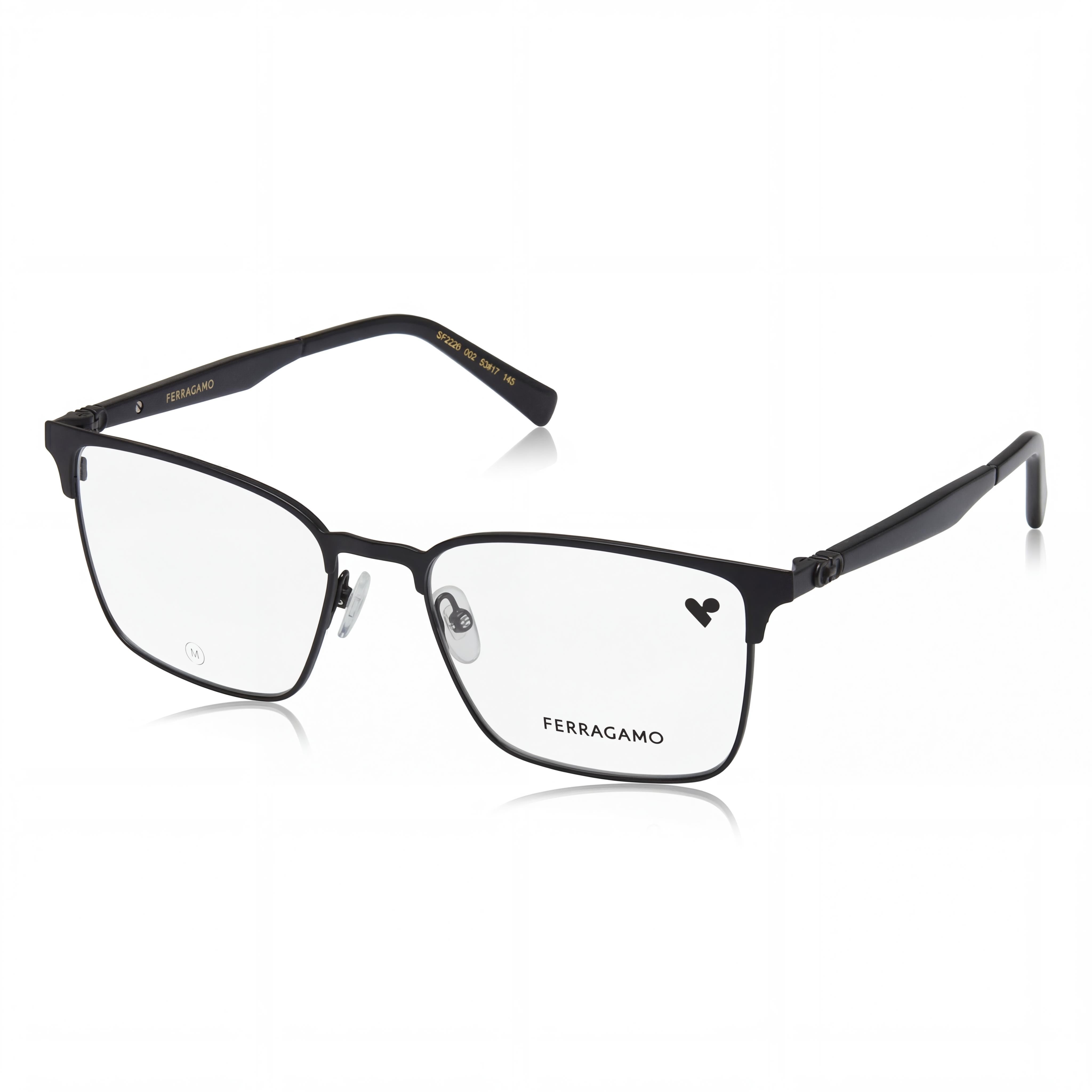 Gafas Salvatore Ferragamo Sf2226 para hombre con montura de acetato negro mate de 53 mm y lentes de policarbonato, Photo 1