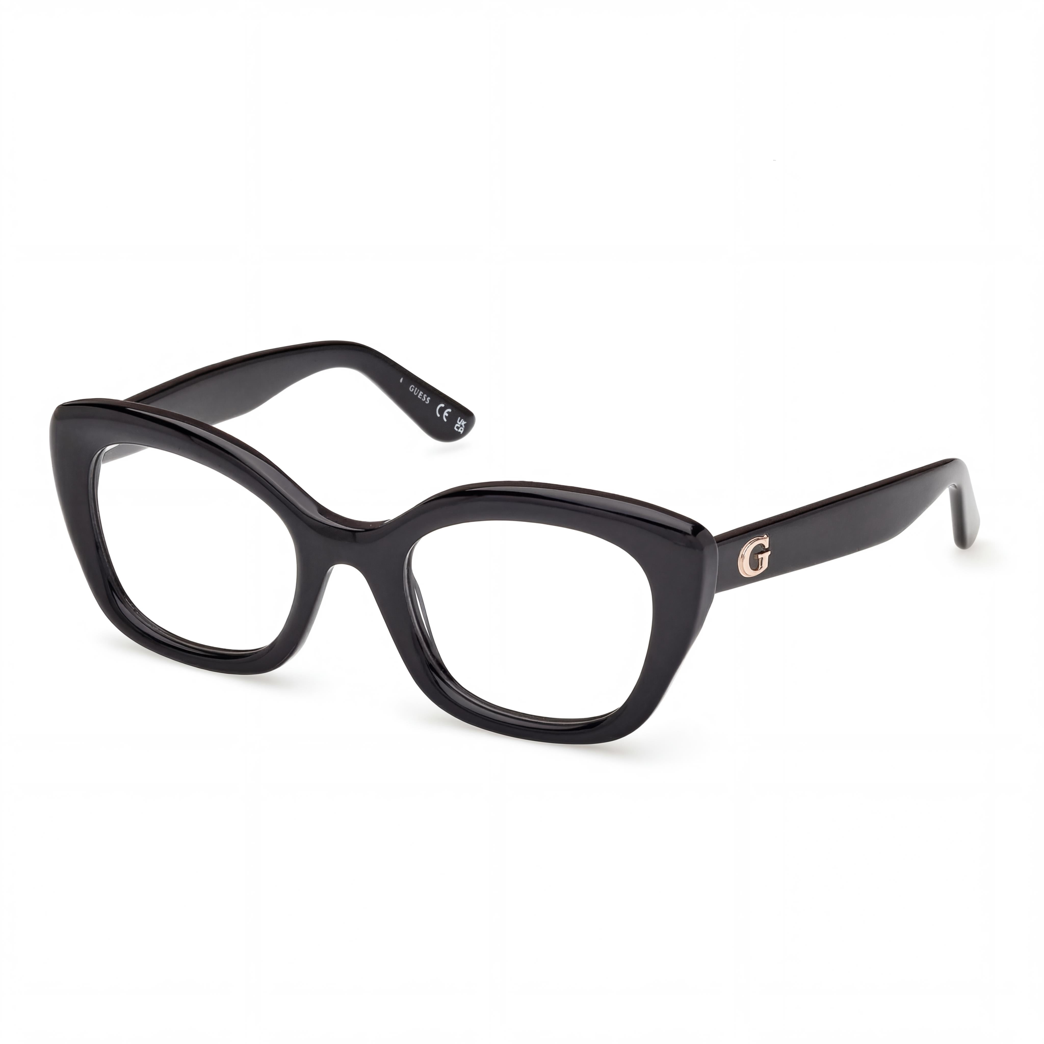 Guess Gu50225 Women's Shiny Black Plastic Frame Transparent Lens Non- Eyeglasses 51-22-140mm, Photo 1