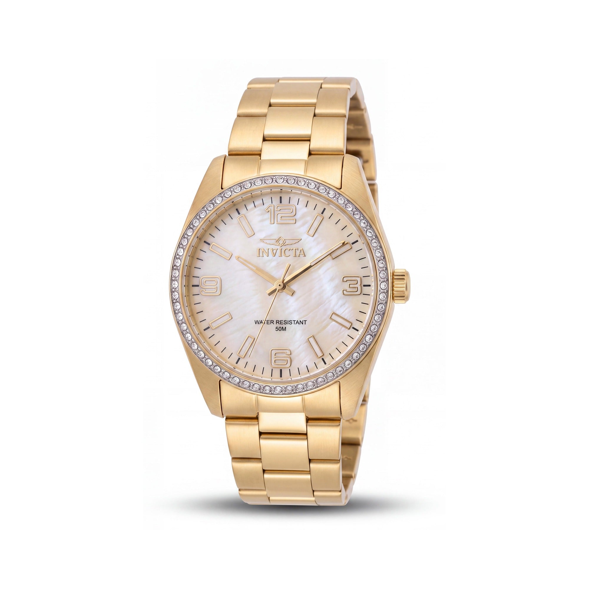 Invicta Specialty 50132 Reloj de pulsera de cuarzo de acero inoxidable dorado para mujer, esfera de nácar de 38 mm, Photo 1