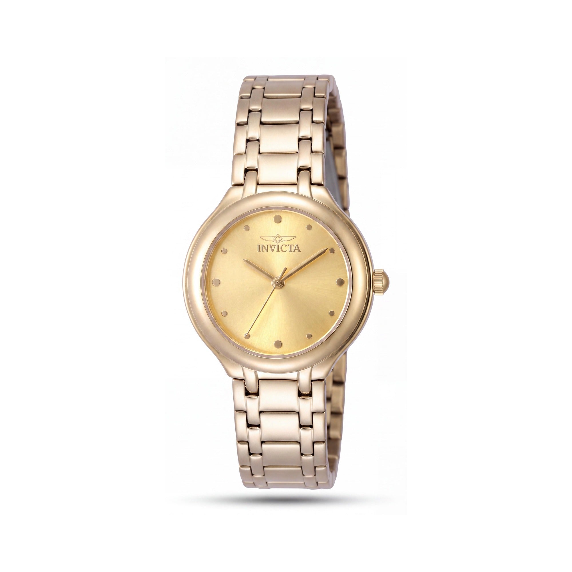 Invicta Classic Women's 32mm Gold-Tone Stainless Steel Case, Gold Dial Quartz Watch with Arabic Numerals & Bezel Markings, Photo 1