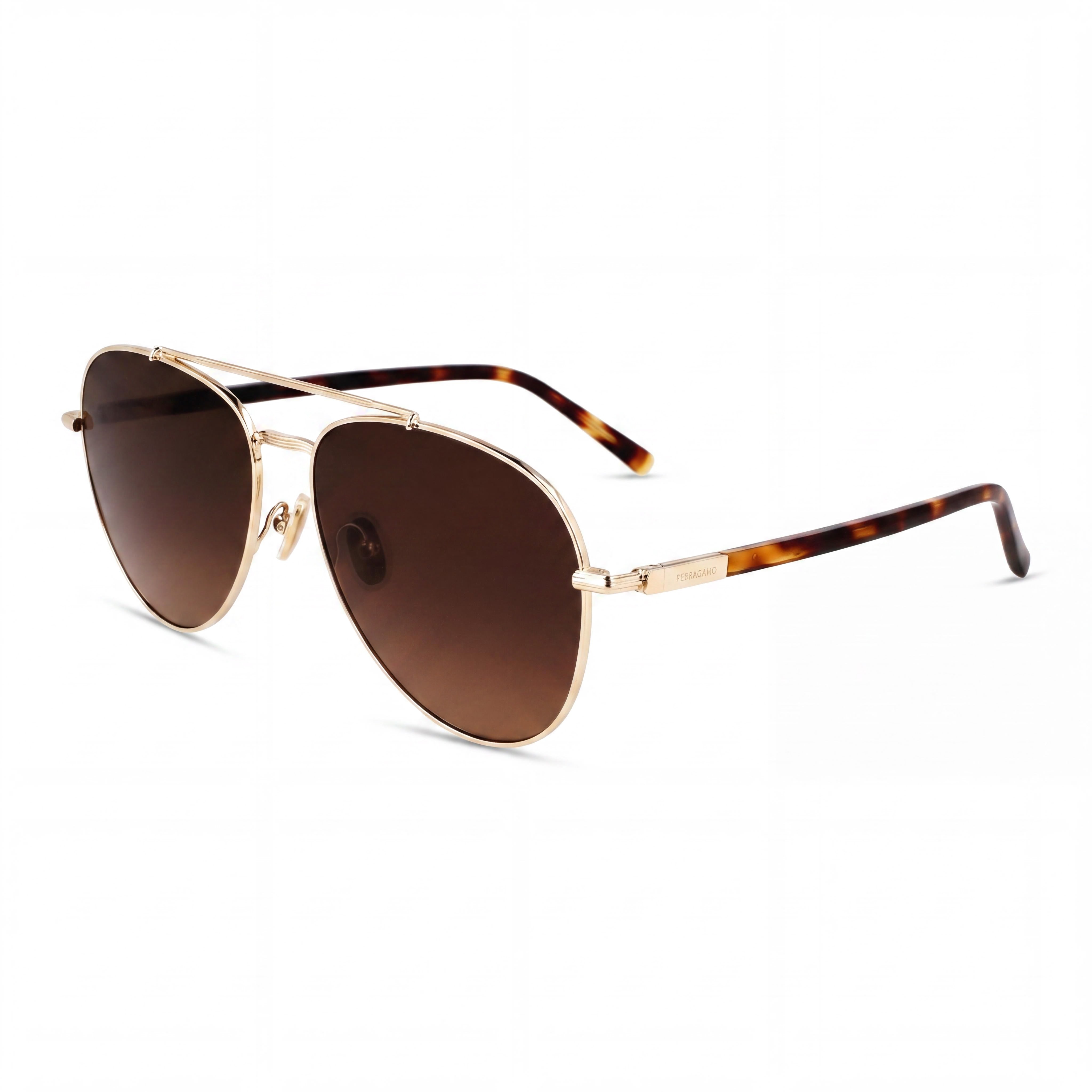 Ferragamo Sf316s Men's Plastic Gold Brown Sunglasses, 100% UVA & UVB Protection, 61mm, Photo 1