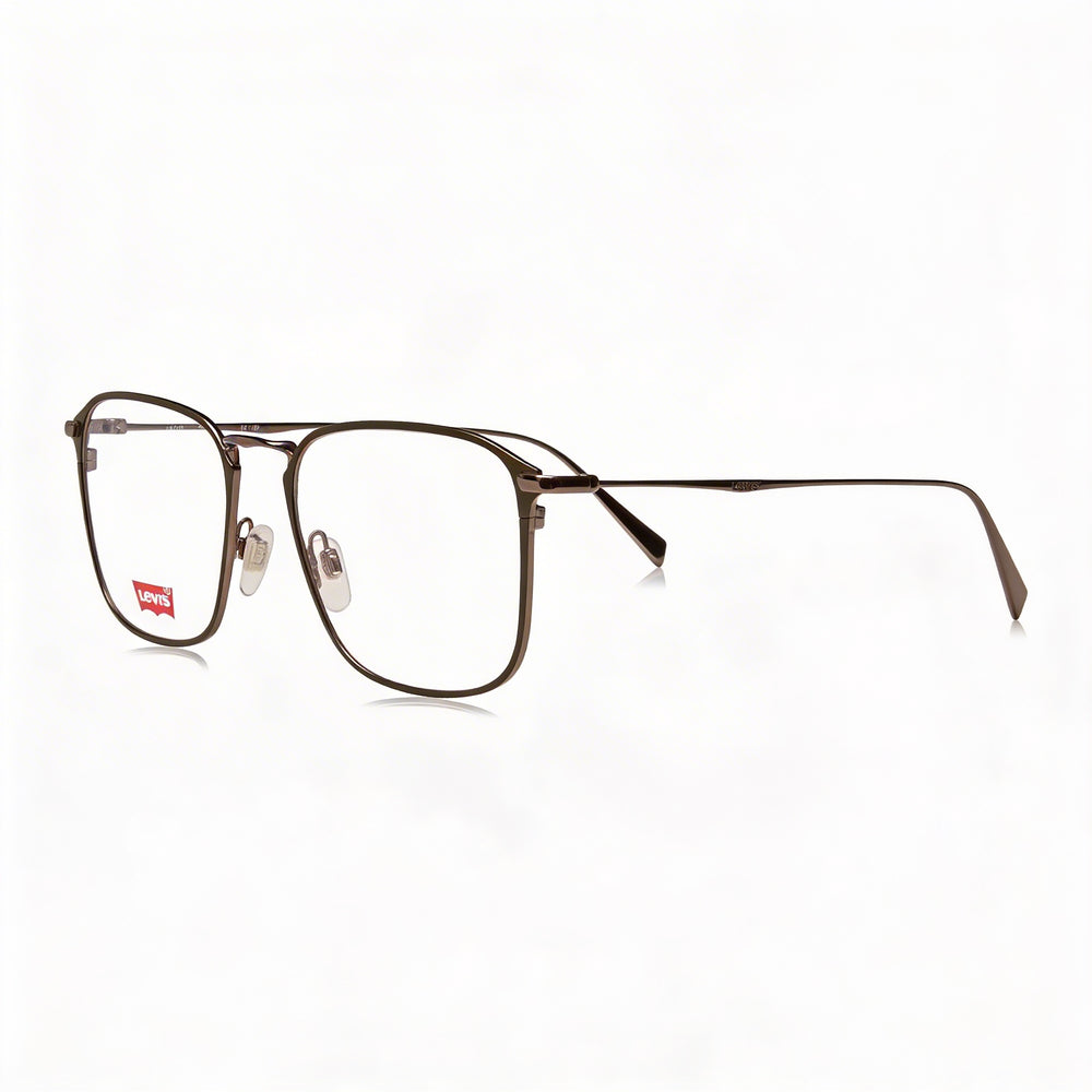Gafas de vista clásicas Levi's para hombre, cuadradas, con montura metálica, color caqui mate, 52 mm