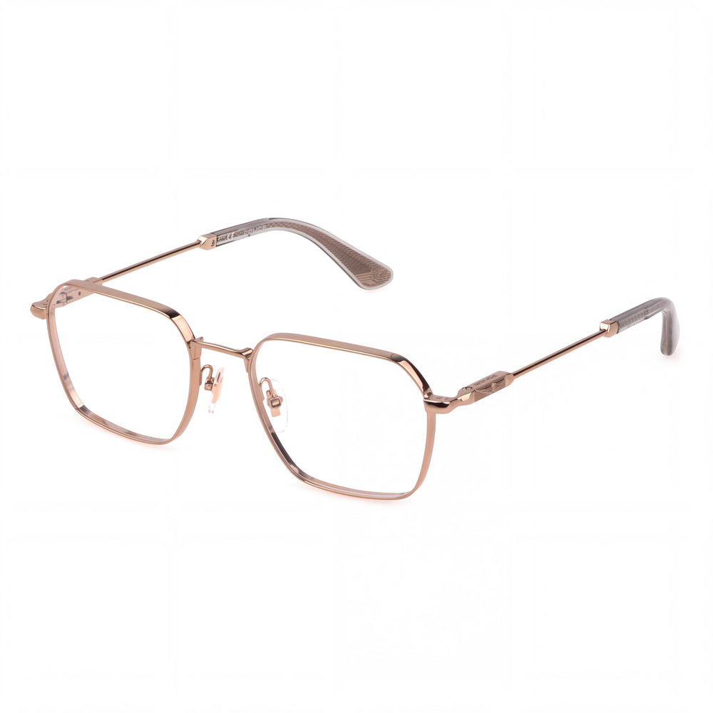 Police Vplf87 Men's Rectangle Style Eyeglasses with Metal Frame, Cammello Tan Lucido, 53mm Lens