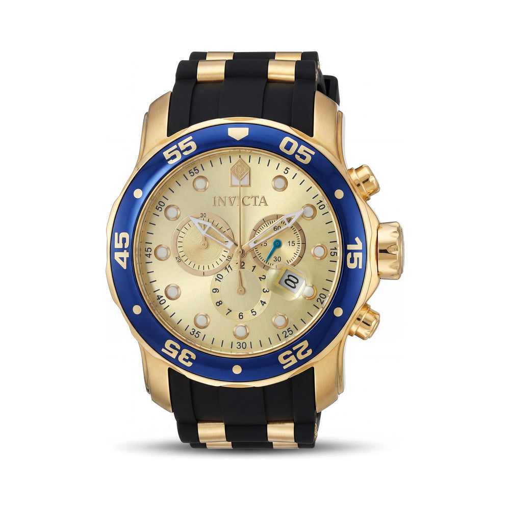Invicta 17881 Pro Diver Men's Chronograph Black Champagne 18K Gold IP Polyurethane Strap Watch 48mm