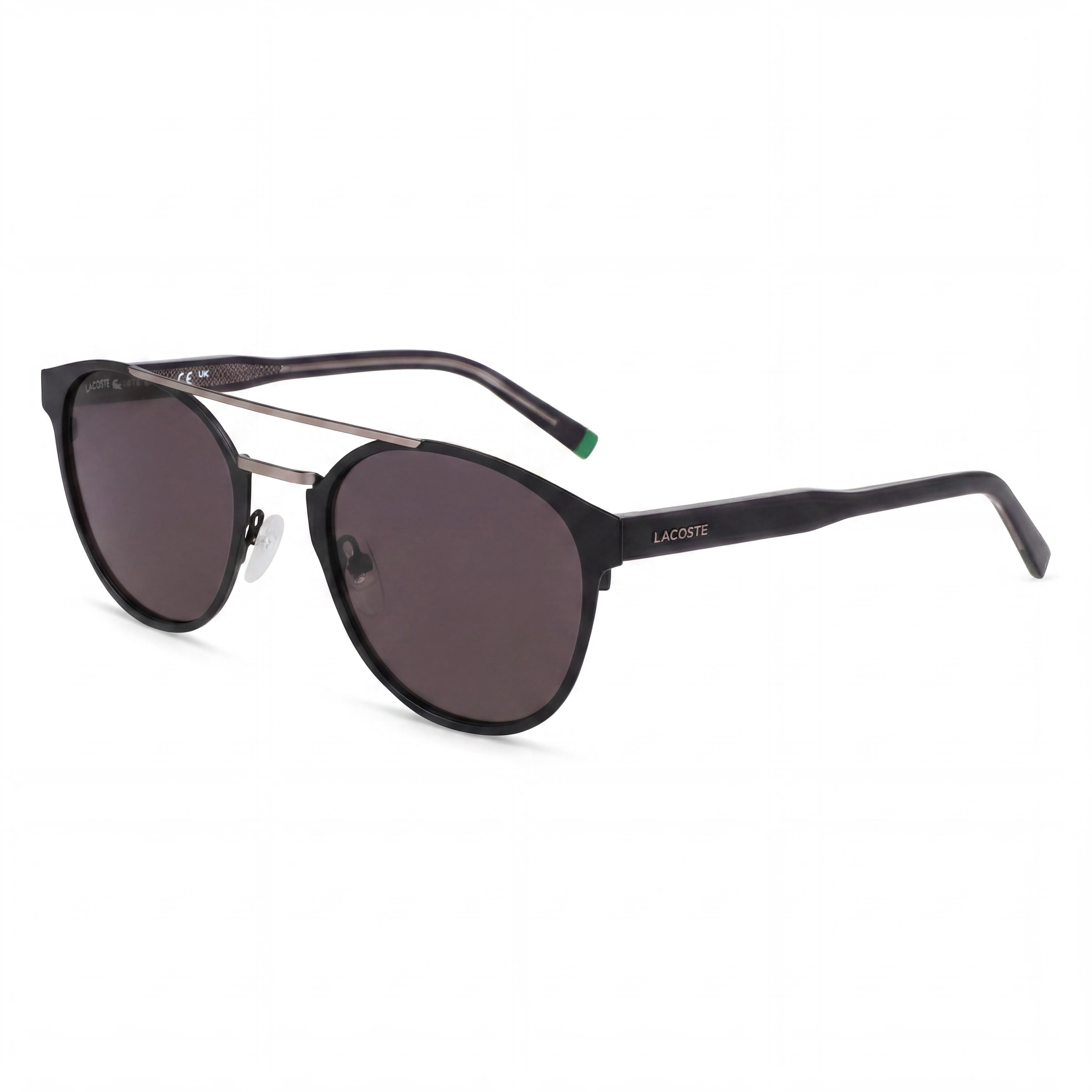 Gafas de sol Lacoste Casual con montura metálica negra mate de policarbonato y protección UV para hombre y mujer, 53-22 mm, Photo 1