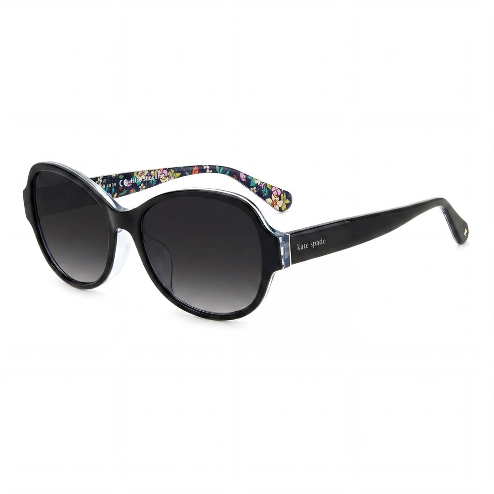 Kate Spade New York Classic Women's Black Acetate Cat Eye Dark Grey Shaded UV Protection Sunglasses 57