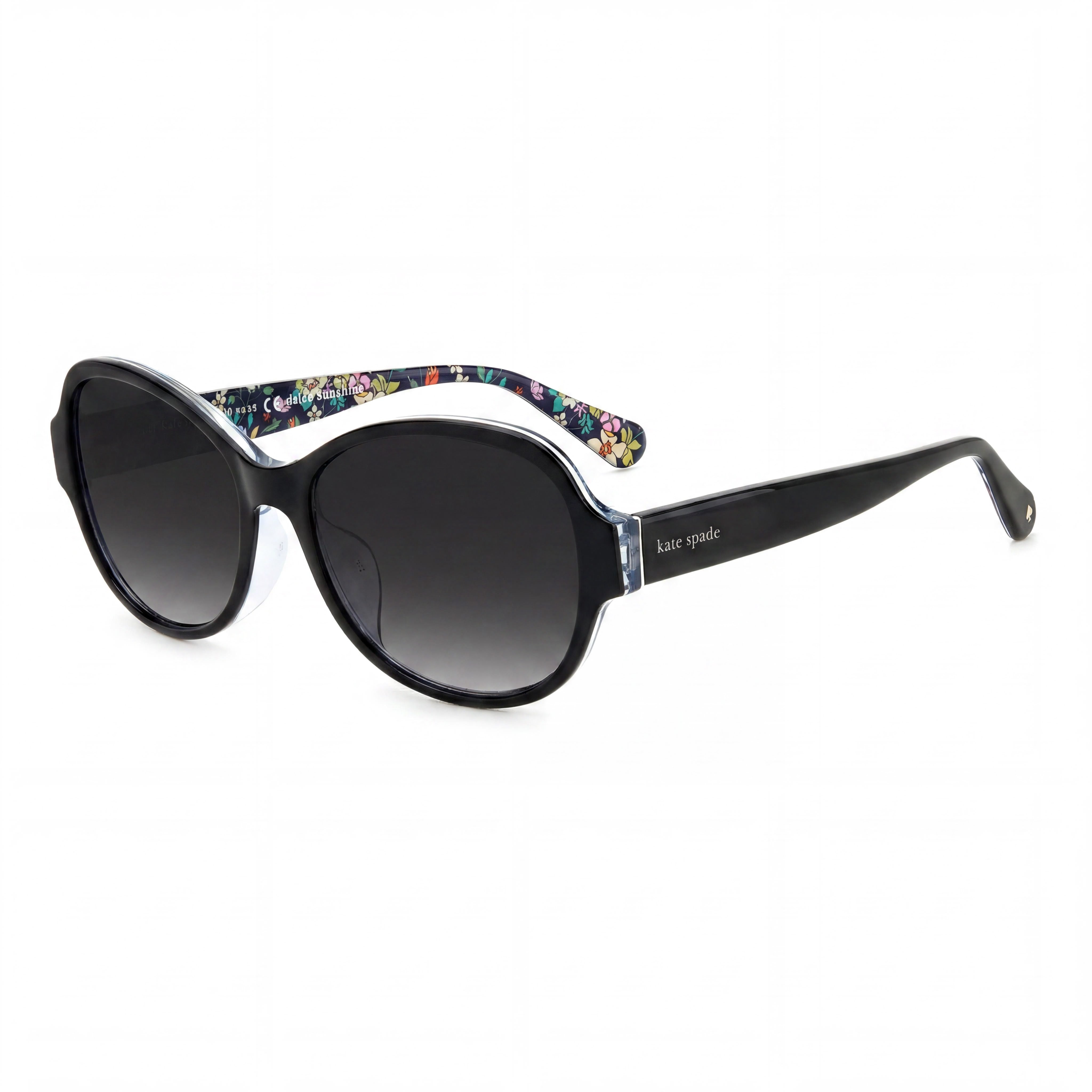 Kate Spade New York Classic Women's Black Acetate Cat Eye Dark Grey Shaded UV Protection Sunglasses 57, Photo 1