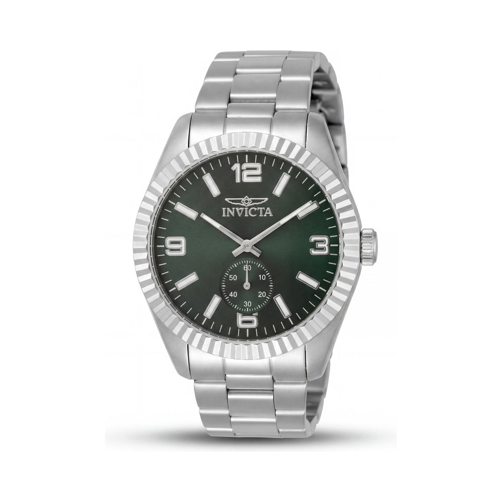 Invicta Specialty 49358 Men's Silver Stainless Steel Quartz Wrist Watch with Green Dial, 43mm