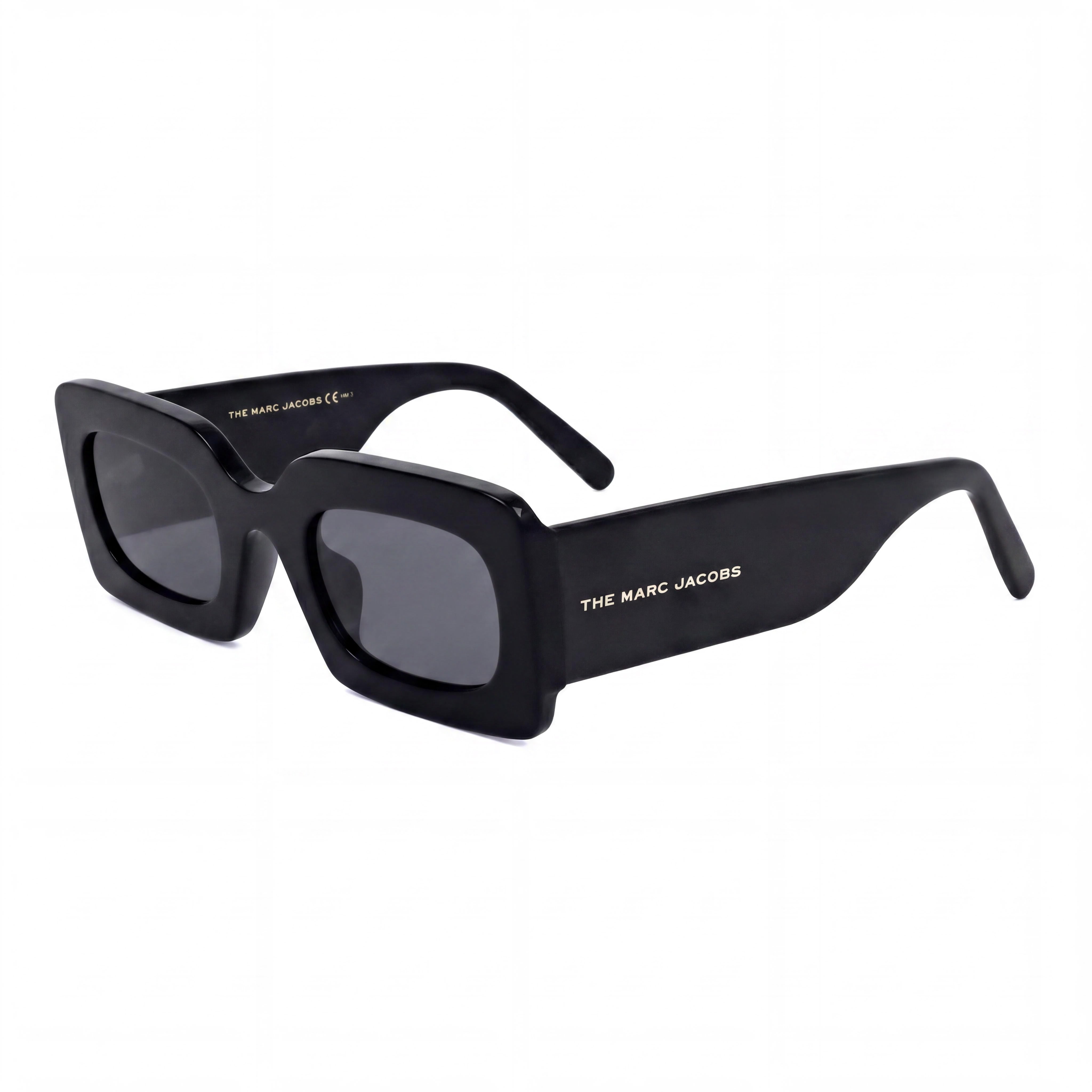 Marc Jacobs Modern Women's Acetate Black Gold Rectangular 50mm Non-Polarized UV Protection Sunglasses, Photo 1