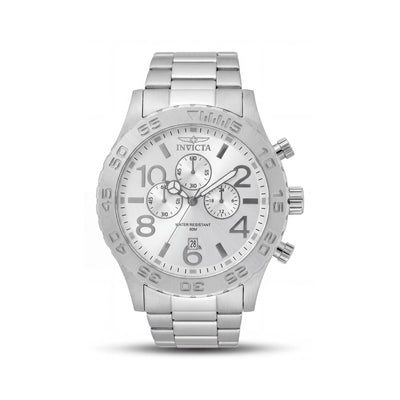 Invicta 1269 Men's Silver Stainless Steel Chronograph Water Resistant Watch with Luminous Arabic Numerals 50mm
