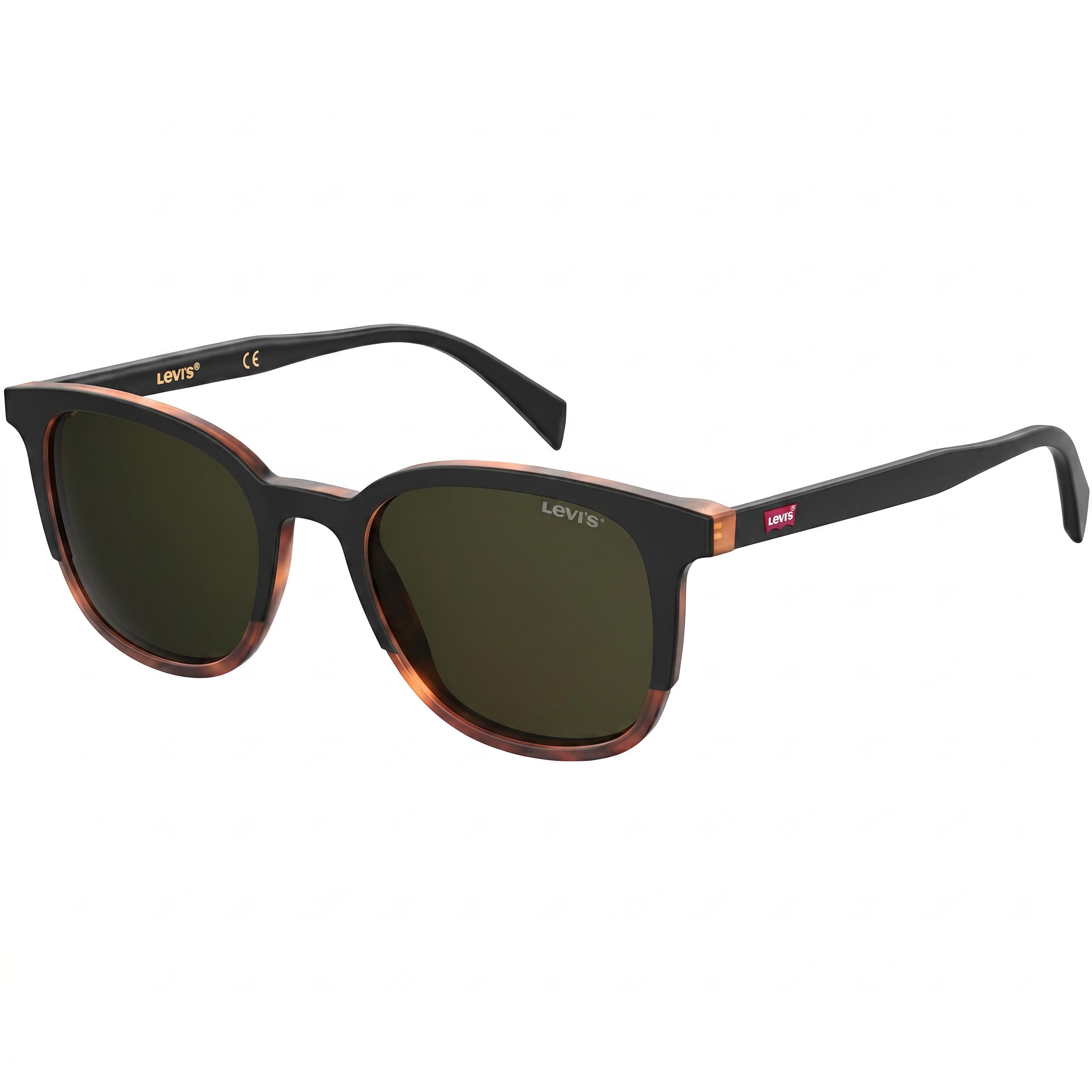 LEVI'S Gafas de Sol Modernas para Hombre, Marco Negro de Poliamida Ecológica Havana, Protección UV, No Polarizadas 52-20-145mm, Photo 1