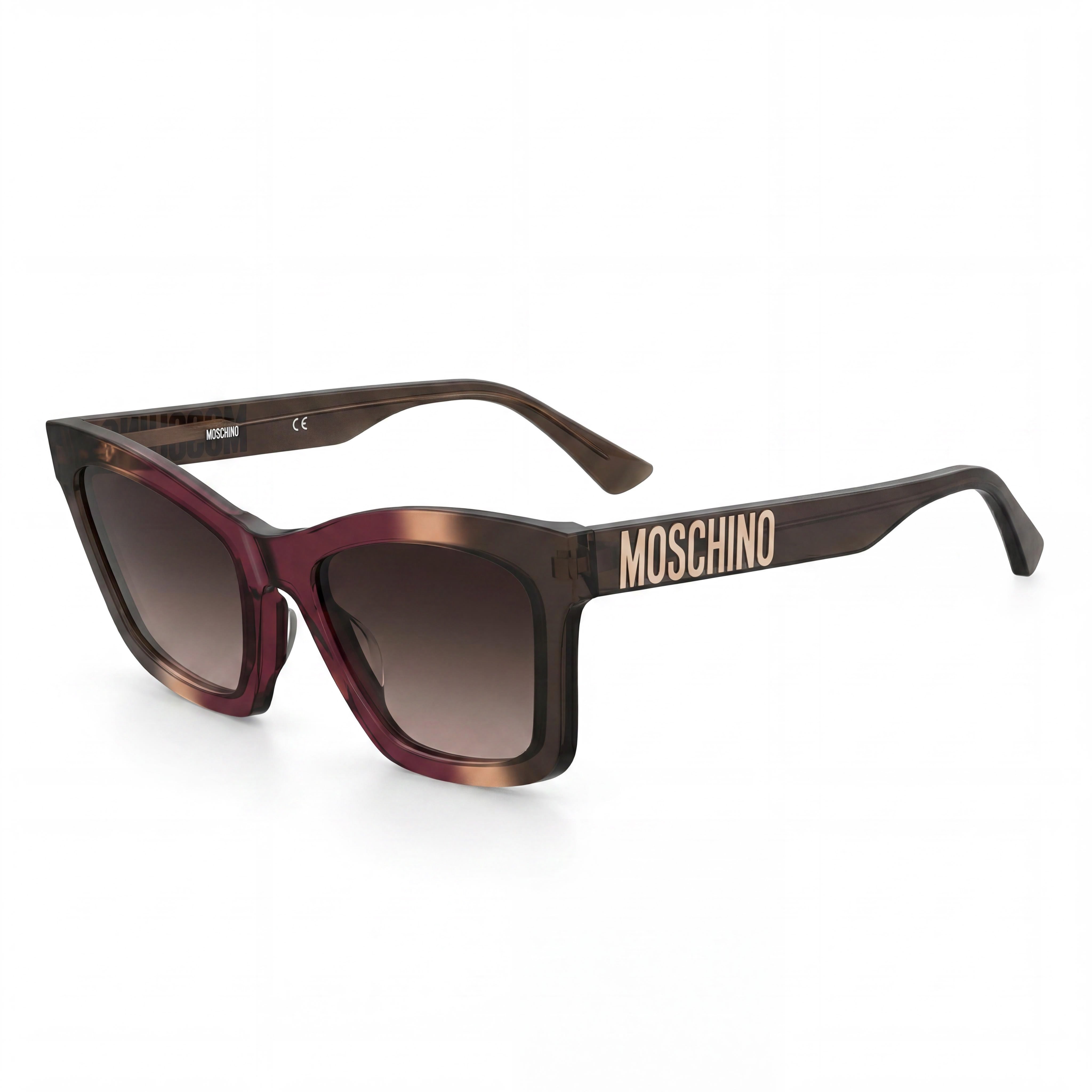 Gafas de sol Moschino Casual para mujer con montura de acetato, color marrón burdeos, lentes con protección UV de 54 mm, Photo 1