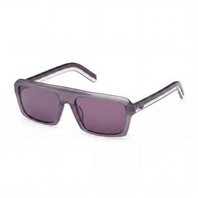 adidas Originals Classic Unisex Shiny Grey Plastic Purple Lens 100% UVA & UVB Protection Non-Polarized 55mm Sunglasses