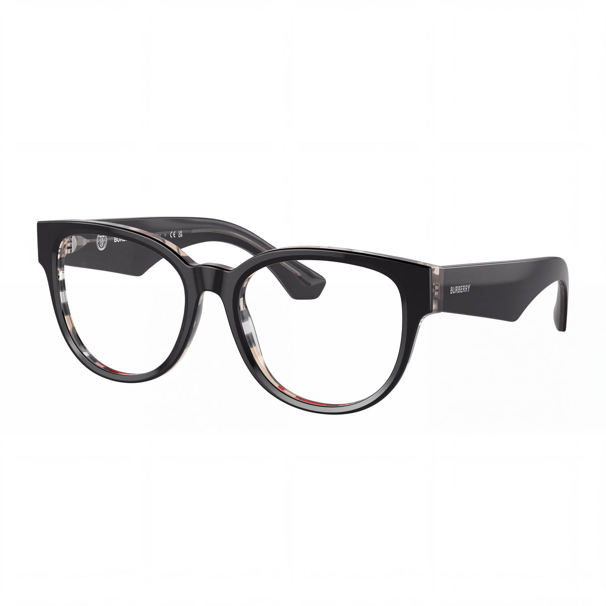 BURBERRY Montura óptica de acetato unisex estilo clásico en negro superior sobre cuadro vintage de 53 mm, Photo 1