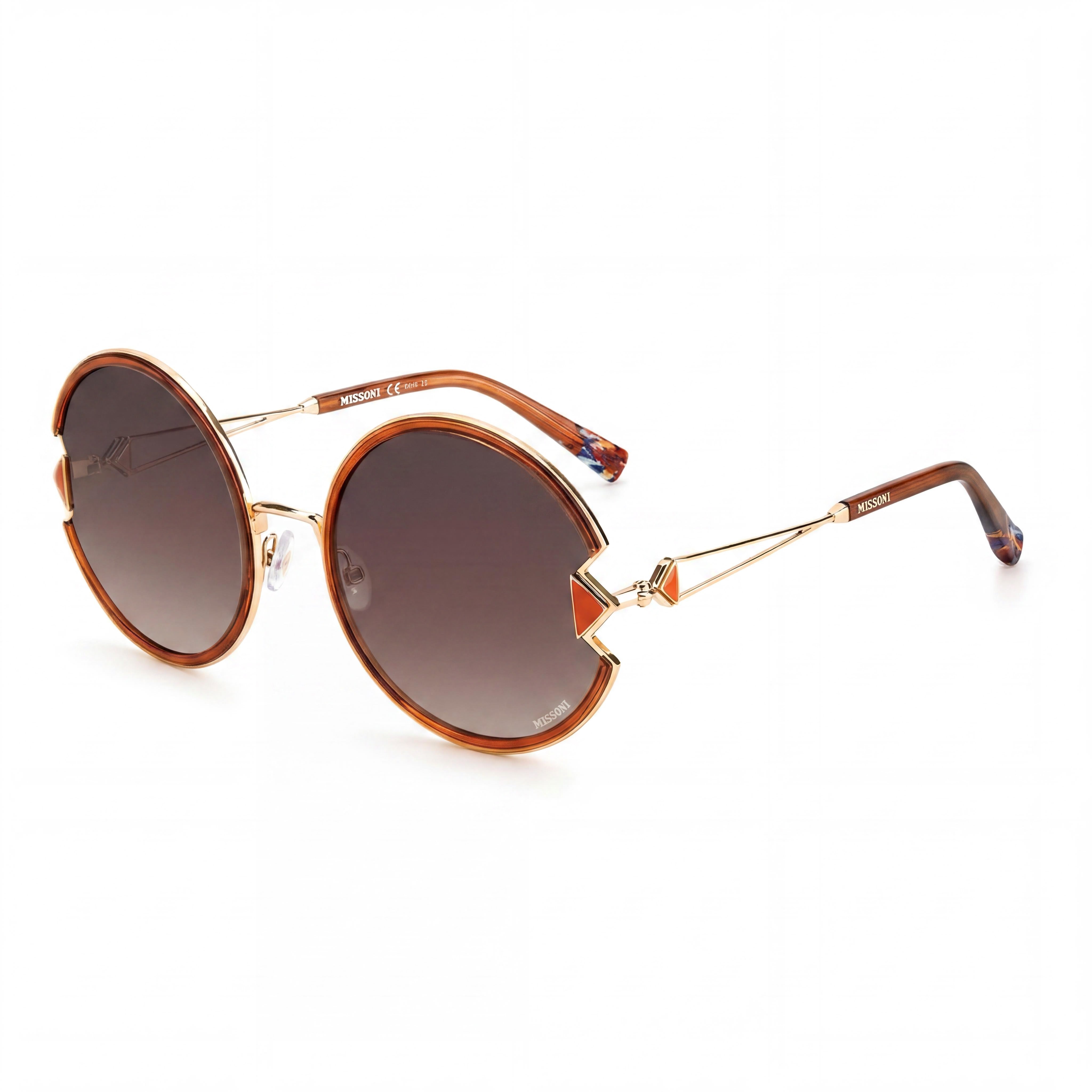 Missoni Classic Women's Round Stainless Steel Brown Lens UV Protection Sunglasses 59mm, Photo 1