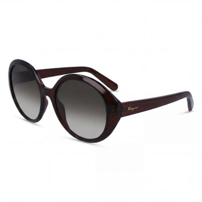 Ferragamo SF1067S Women's Oval Sunglasses, Crystal Brown Plastic Frame, Grey Gradient UV Protection Lenses 57mm