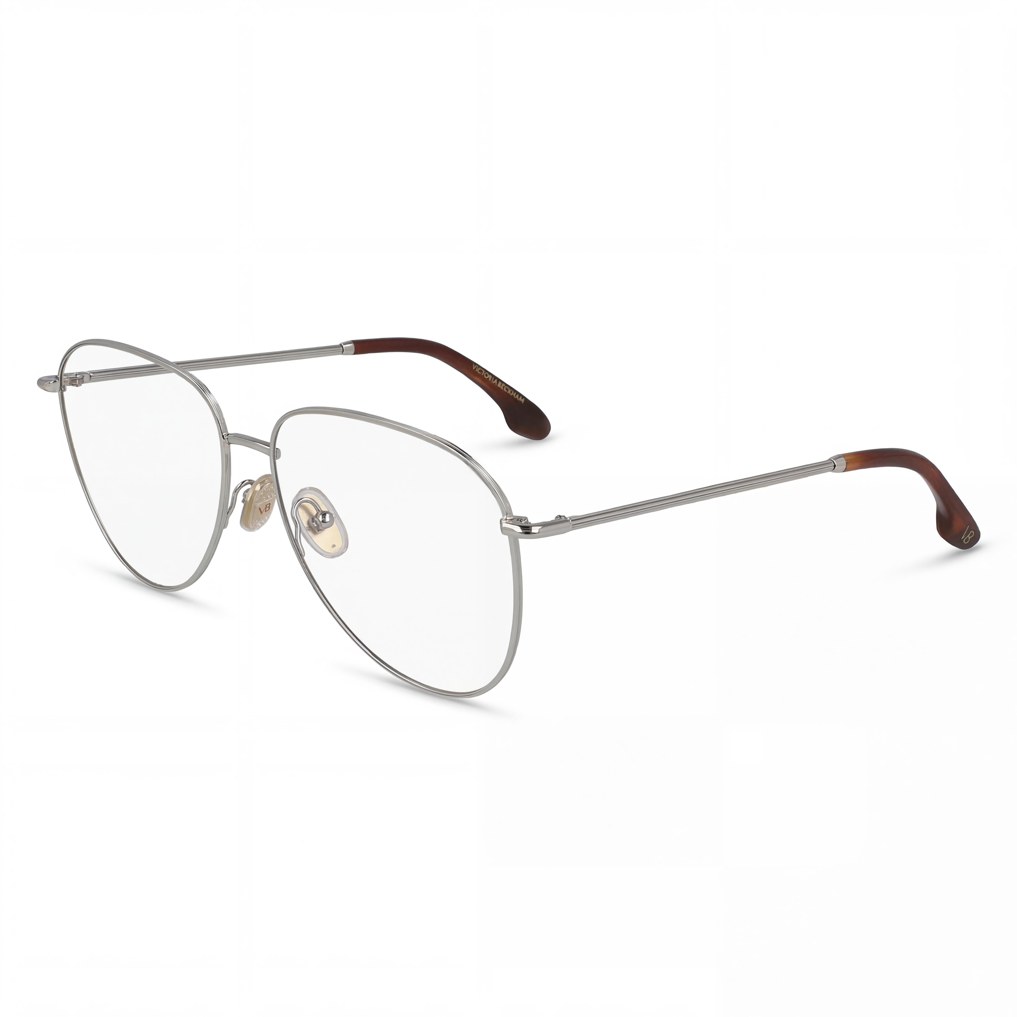 Gafas de sol unisex modernas Victoria Beckham VB2116 con montura de acetato plateado y lentes plateadas, tamaño 57 mm, Photo 1