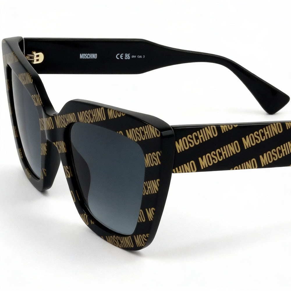 Gafas de sol Moschino Casual Cat Eye para mujer, de plástico, sin polarizar, con protección UV, color gris oscuro degradado, talla 52-21-140