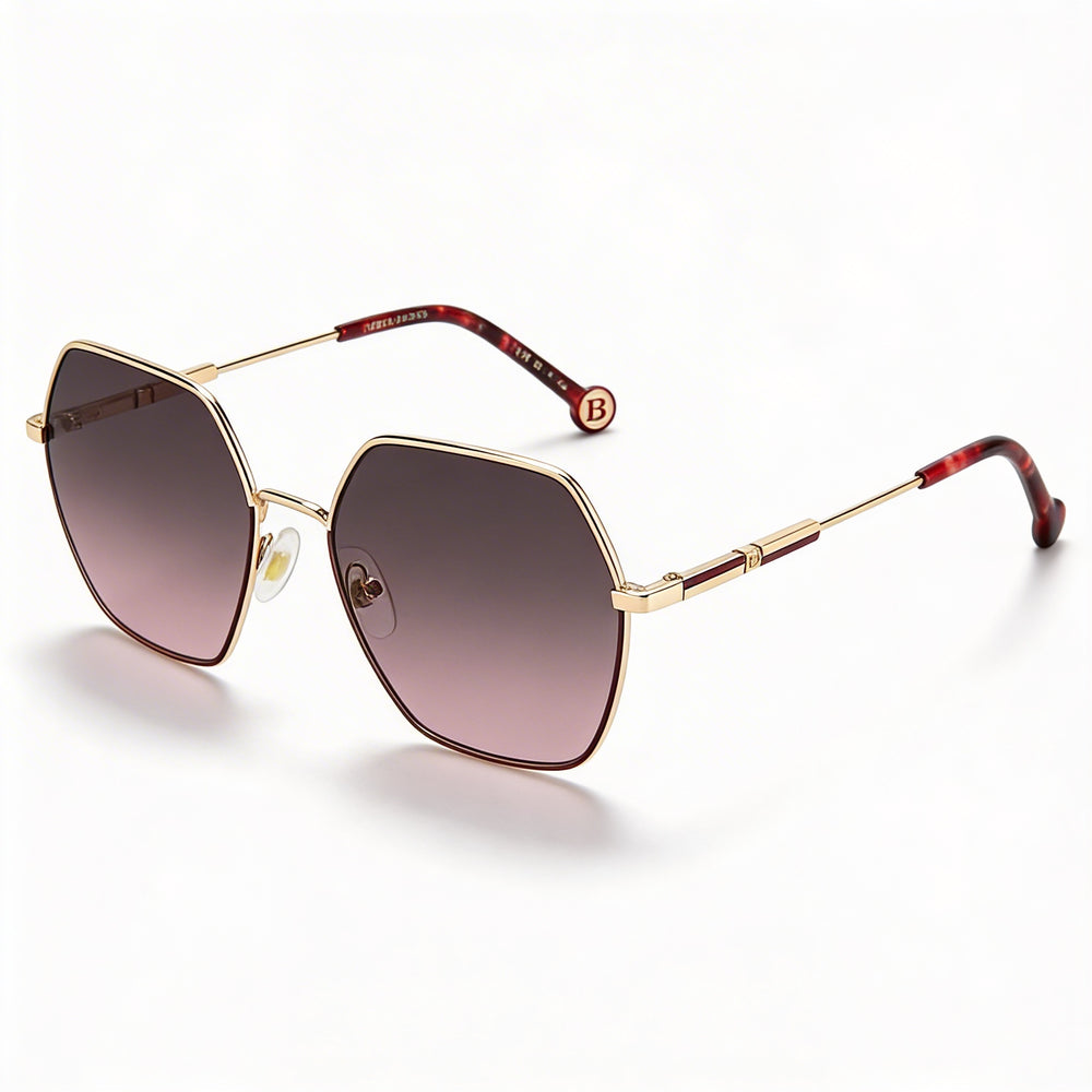 Carolina Herrera Essential Women's Lightweight Metal Gold Burgundy UV Protection Polycarbonate Sunglasses 55mm