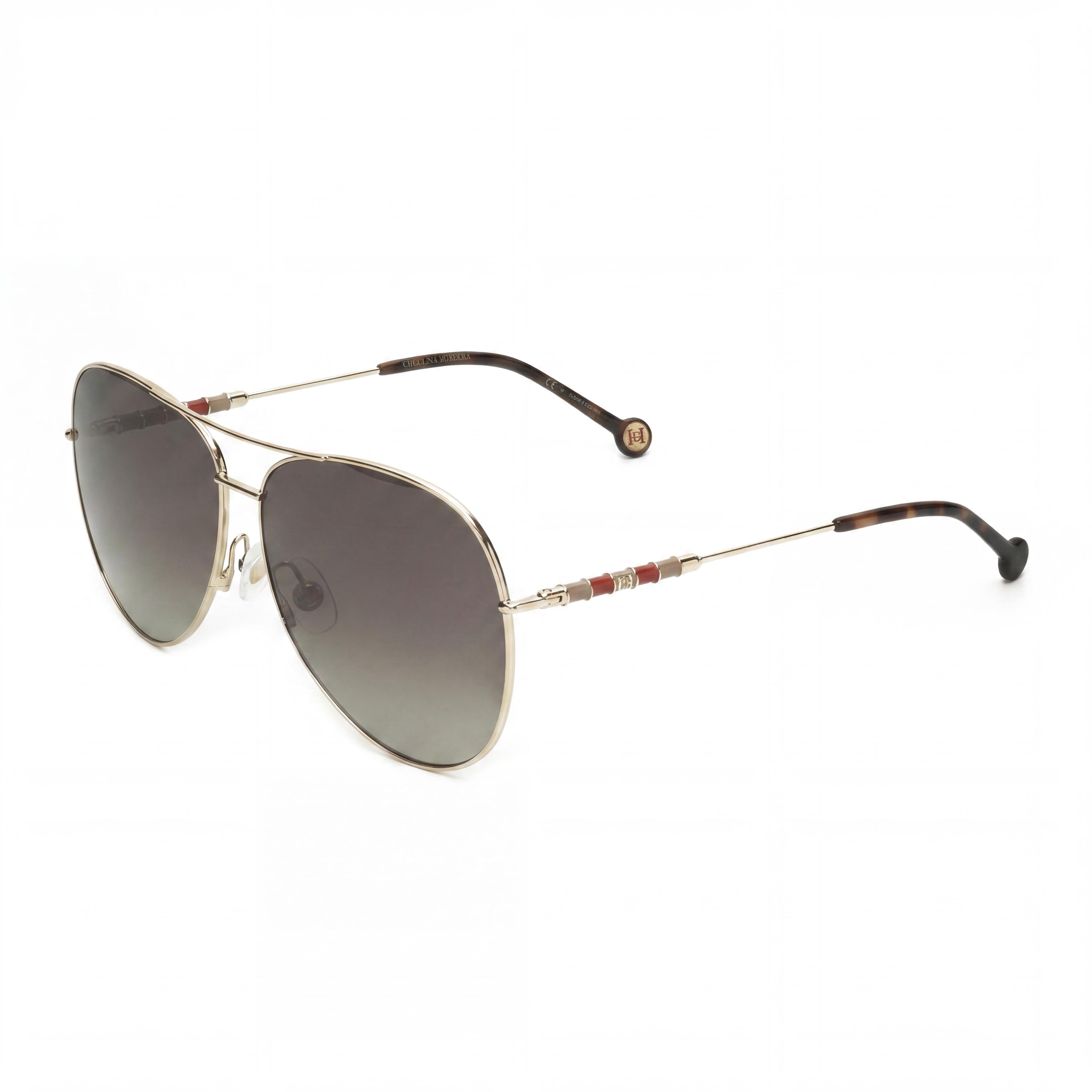 Carolina Herrera Ch 0034/S Women's Gold Brown Gradient Stainless Steel Sunglasses 64mm UV Protected Prescription-Ready, Photo 1