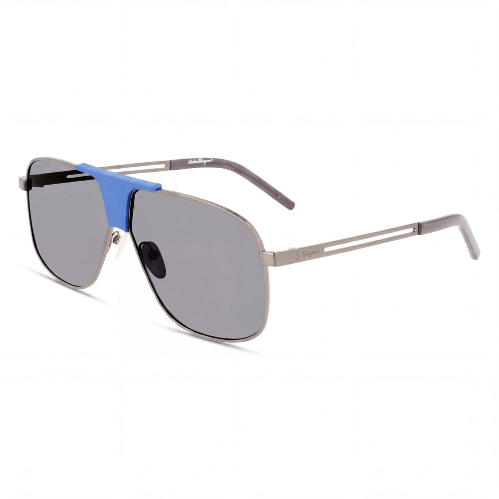 Salvatore Ferragamo SF292S Gafas de sol unisex con montura moderna de acetato en azul rutenio oscuro con lentes a juego 63 mm