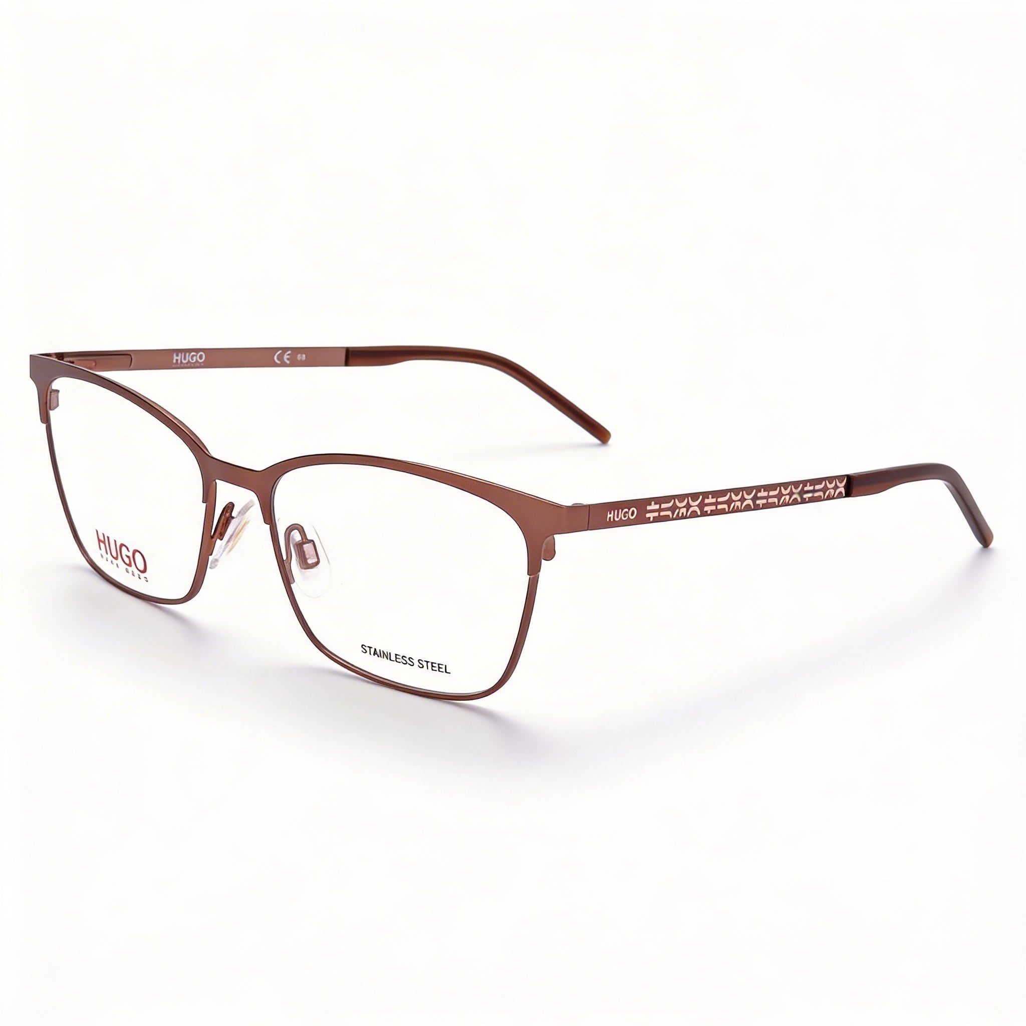 Gafas Hugo Boss de mujer efecto ojo de gato de acero aleado marrón mate, ancho de lente 54 mm, ancho de puente 16 mm, largo de patilla 145 mm, Photo 1