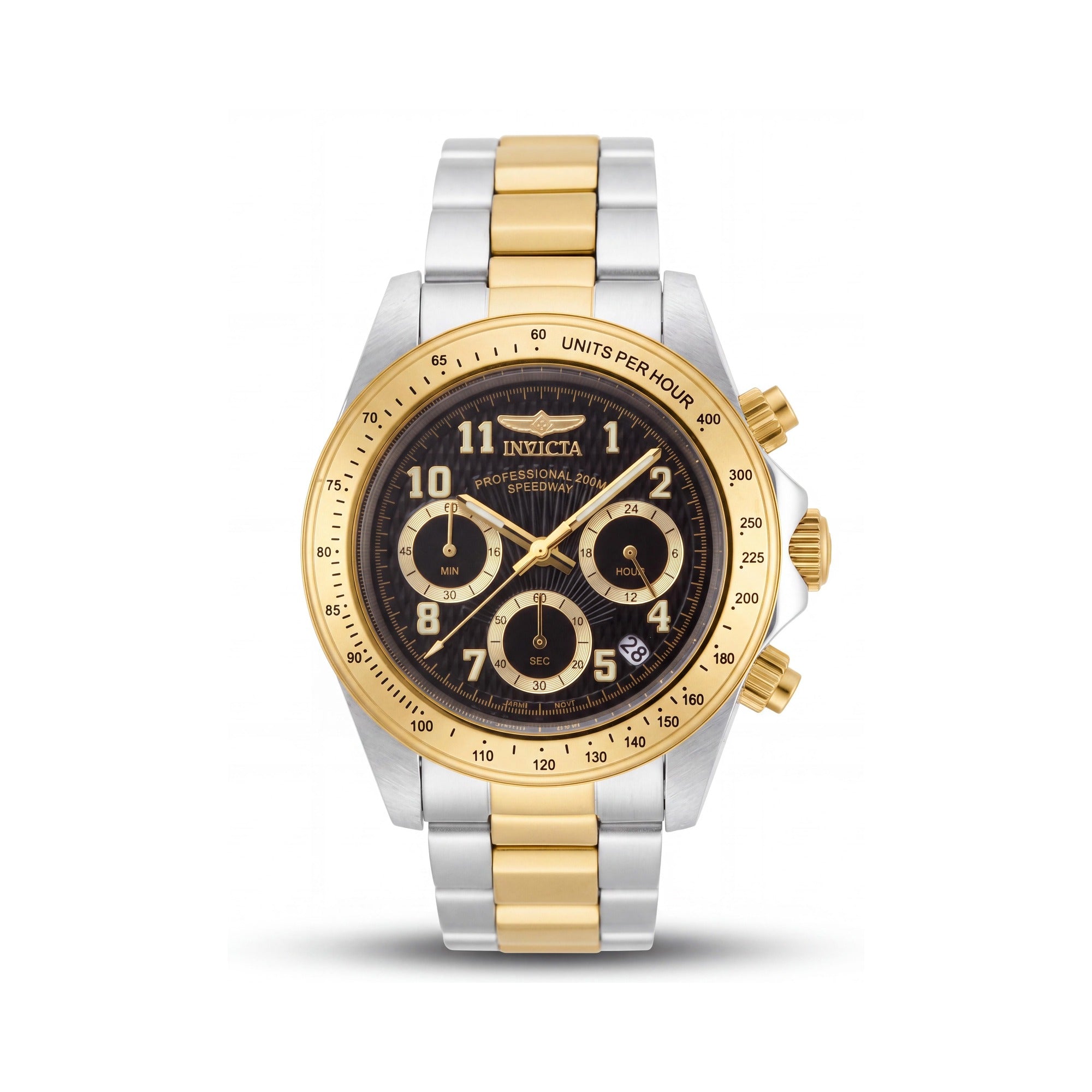 Invicta Men's Speedway Chronograph Two-Tone Stainless Steel Black Dial 200M Water Resistant Watch 39mm, Photo 1