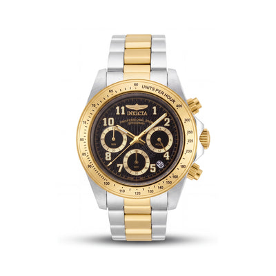 Invicta Men's Speedway Chronograph Two-Tone Stainless Steel Black Dial 200M Water Resistant Watch 39mm